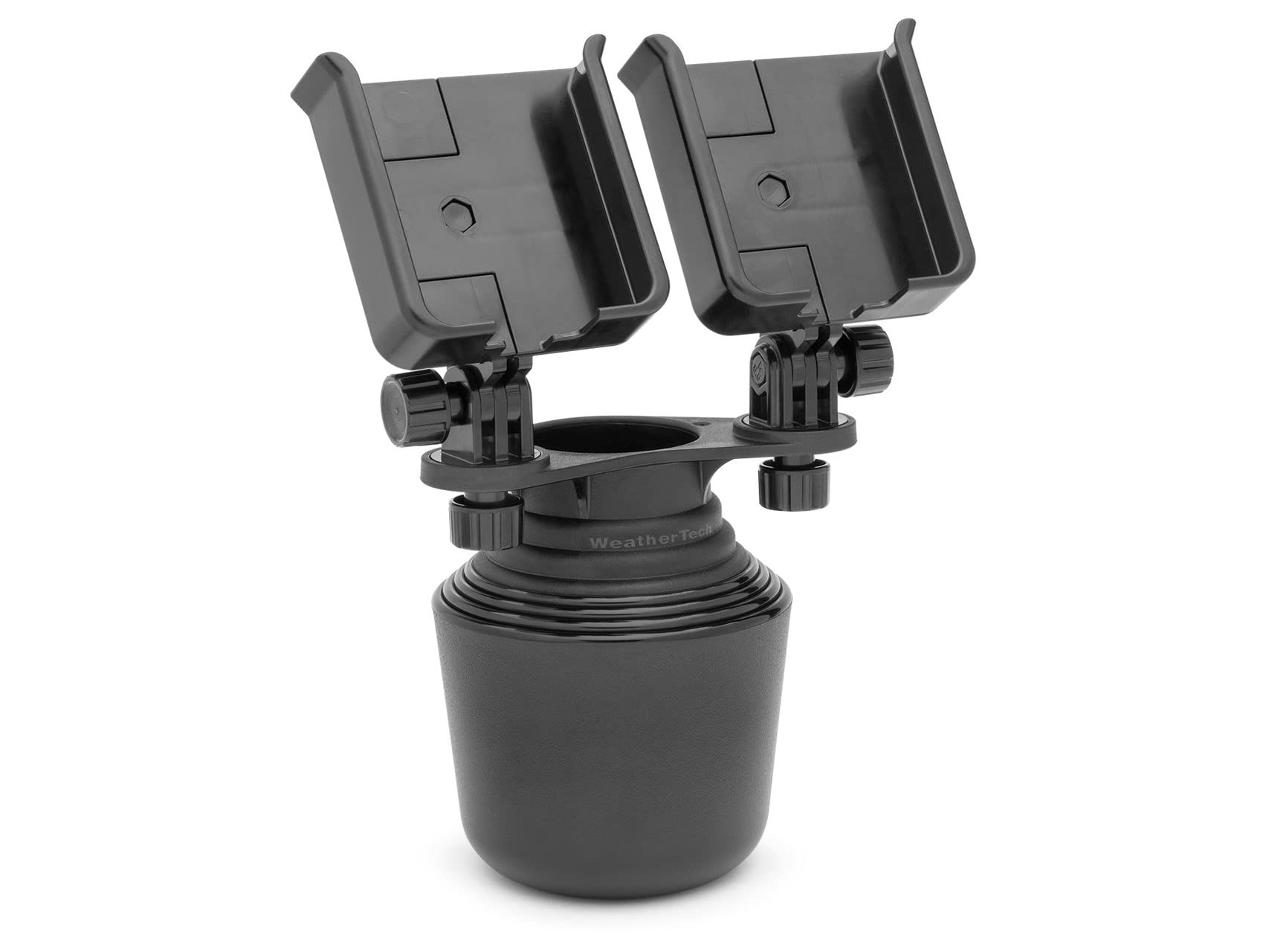 WeatherTech CupFone Duo XL - Universal Dual Cell Phone Cup Holder Mount for Cars (8ACF12XLD) with Black Plastic Knobs - Perfect for Road Trips, Commuting & Hands-Free Driving
