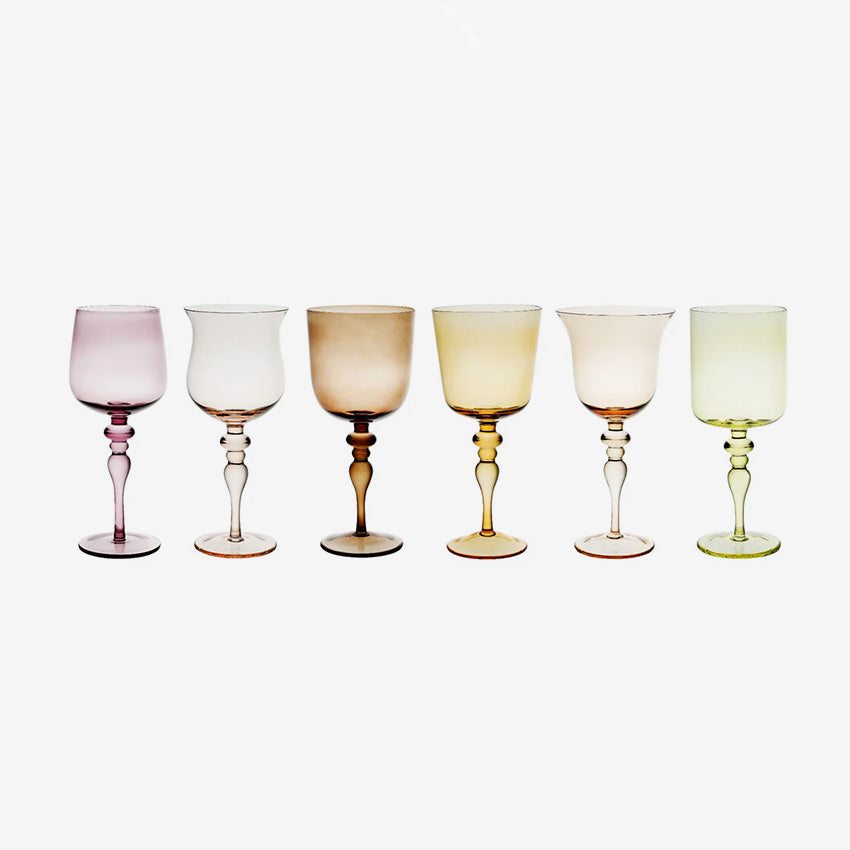Bitossi Home Nuance Assorted Wine Glasses Set of 6 - Elegant Stemware for Red & White Wine, Perfect for Dinner Parties & Entertaining