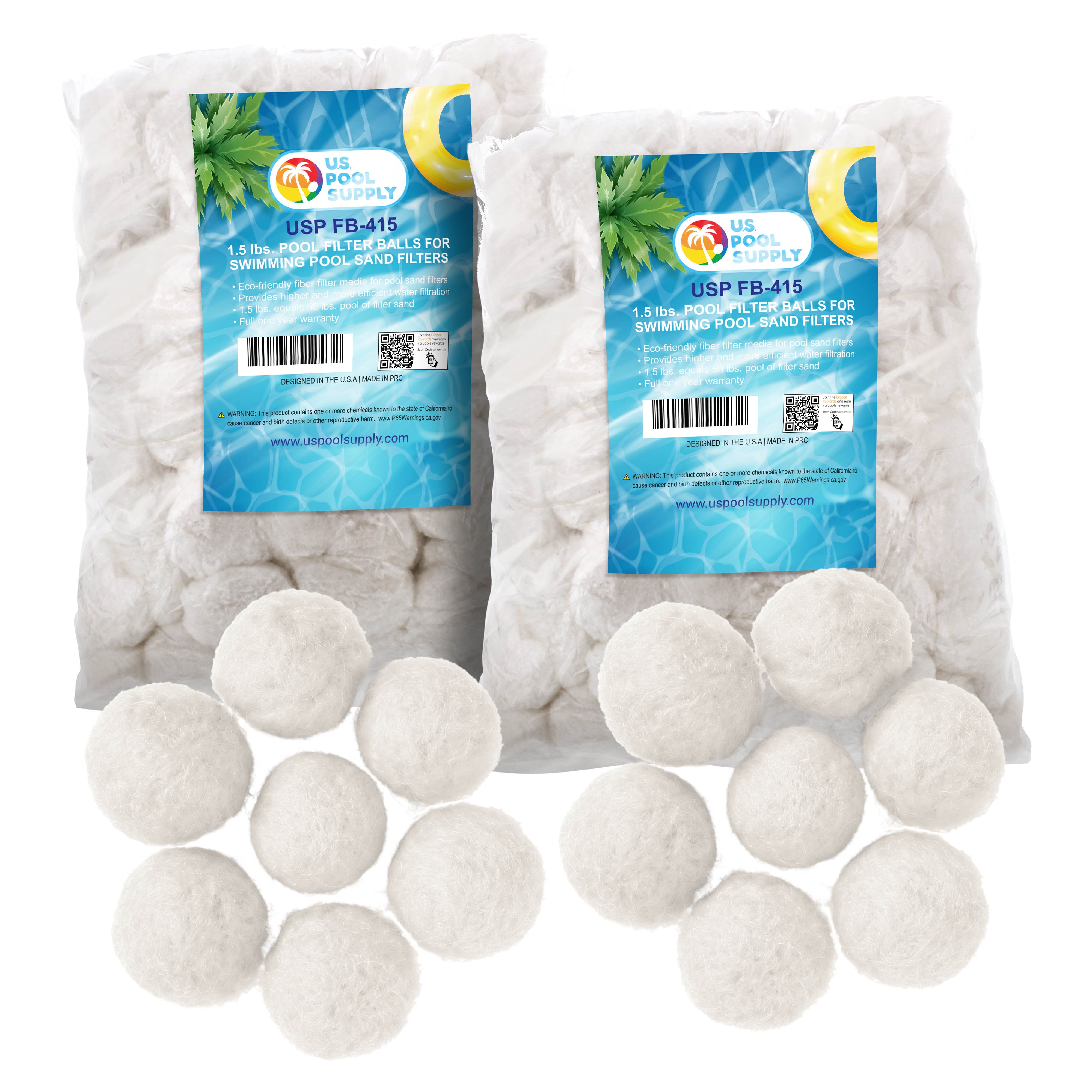 3.0 lbs Pool Filter Balls - Fiber Filter Media for Swimming Pool Sand Filters (Replaces 100 lbs Sand) | Superior Filtration for Cleaner Water | Perfect for Inground & Above Ground Pools, Spas, and Hot Tubs