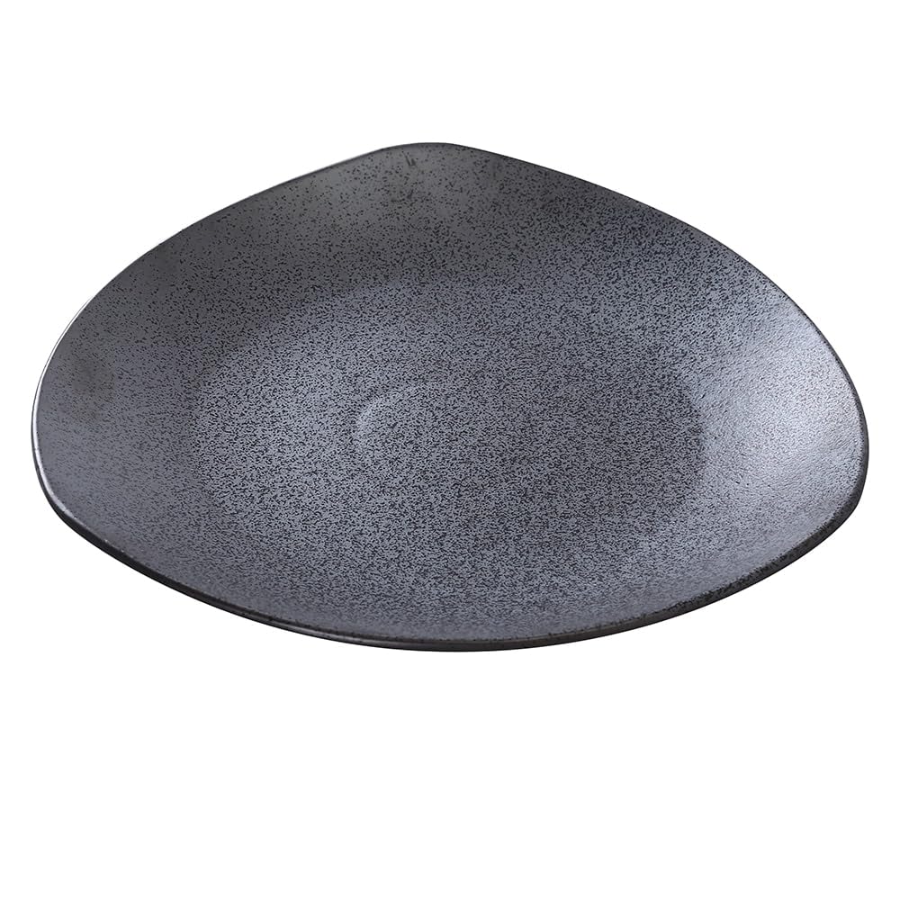 Yanco DB-207 7-Inch Matte Black Triangle Plates - Diamond Black Collection - Set of 36 Ceramic Dinner Plates for Restaurants, Catering & Modern Table Settings