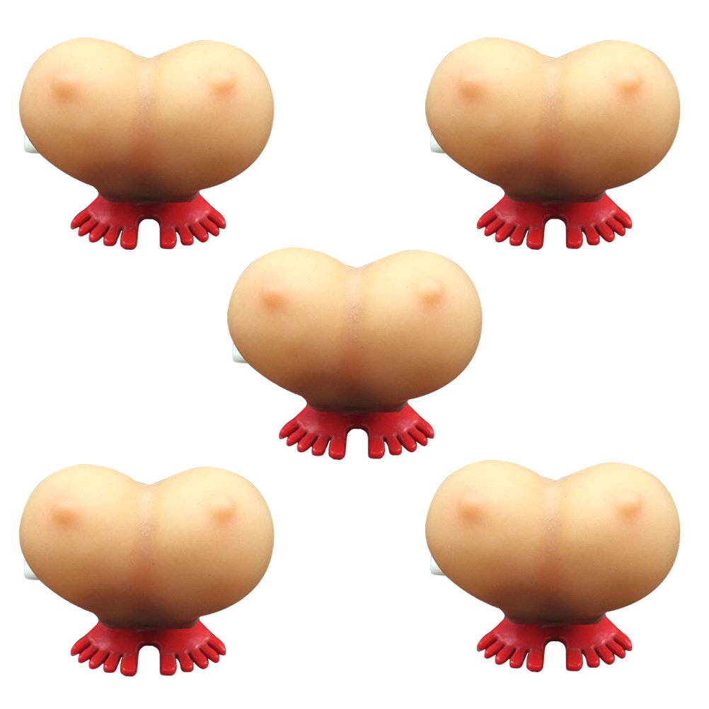 5 Pack Funny Wind Up Jumping Jolly Boob Toys - Novelty Party Favors, Naughty Gag Gifts for Bachelorette, Birthday & Adult Parties - Perfect for Pranks, Decorations & Icebreaker Games