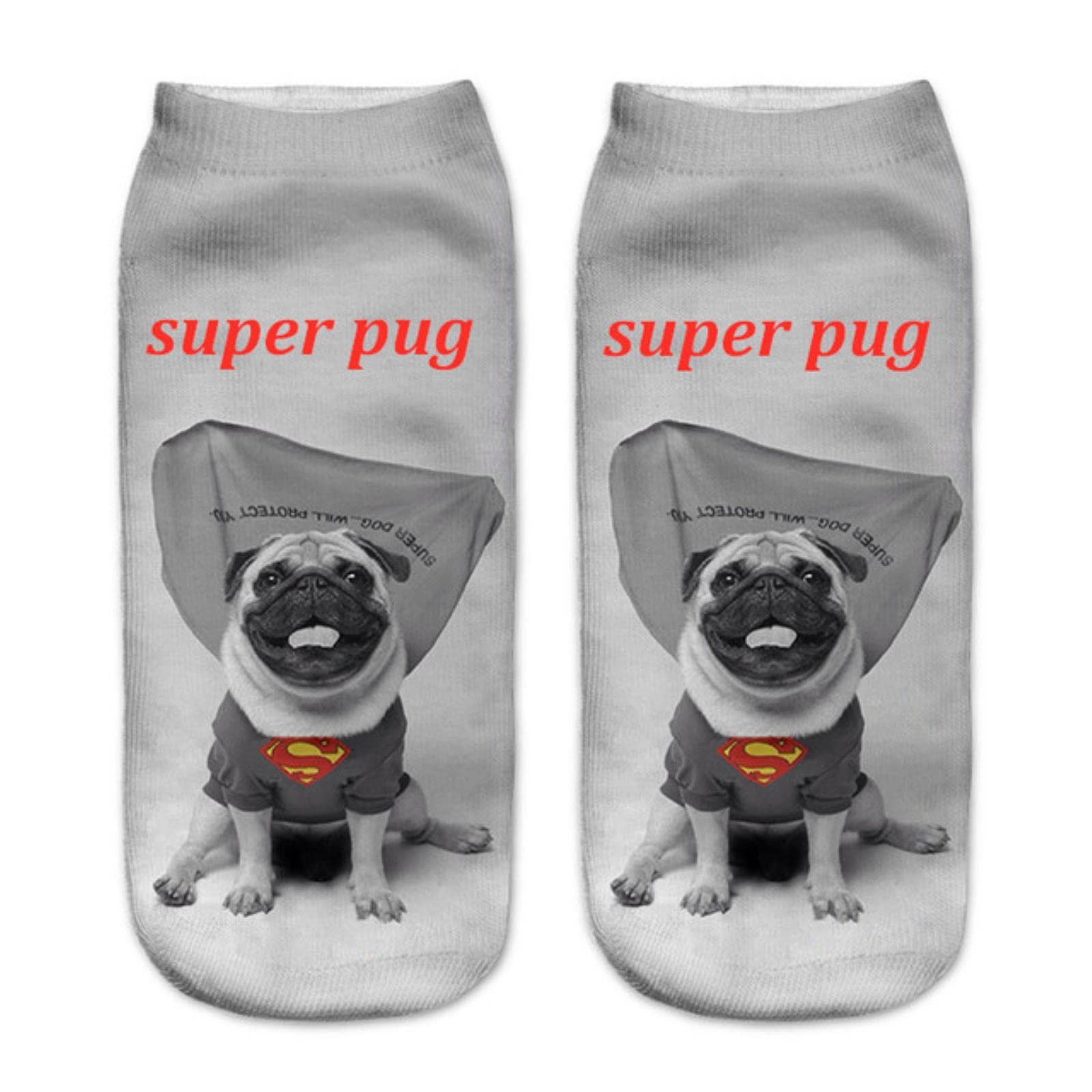 Funny 3D Printed Cat & Pug Socks for Women & Men - Fashionable Low Ankle Unisex Socks - Perfect for Cosplay, Gifts, and Everyday Wear