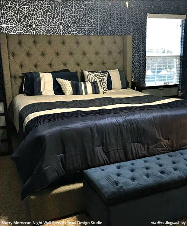 Starry Moroccan Night Stencil - DIY Wall Art Stencil for Home Decor, Ceiling & Furniture Painting - Perfect for Bedroom, Nursery, and Boho Style Interior Design