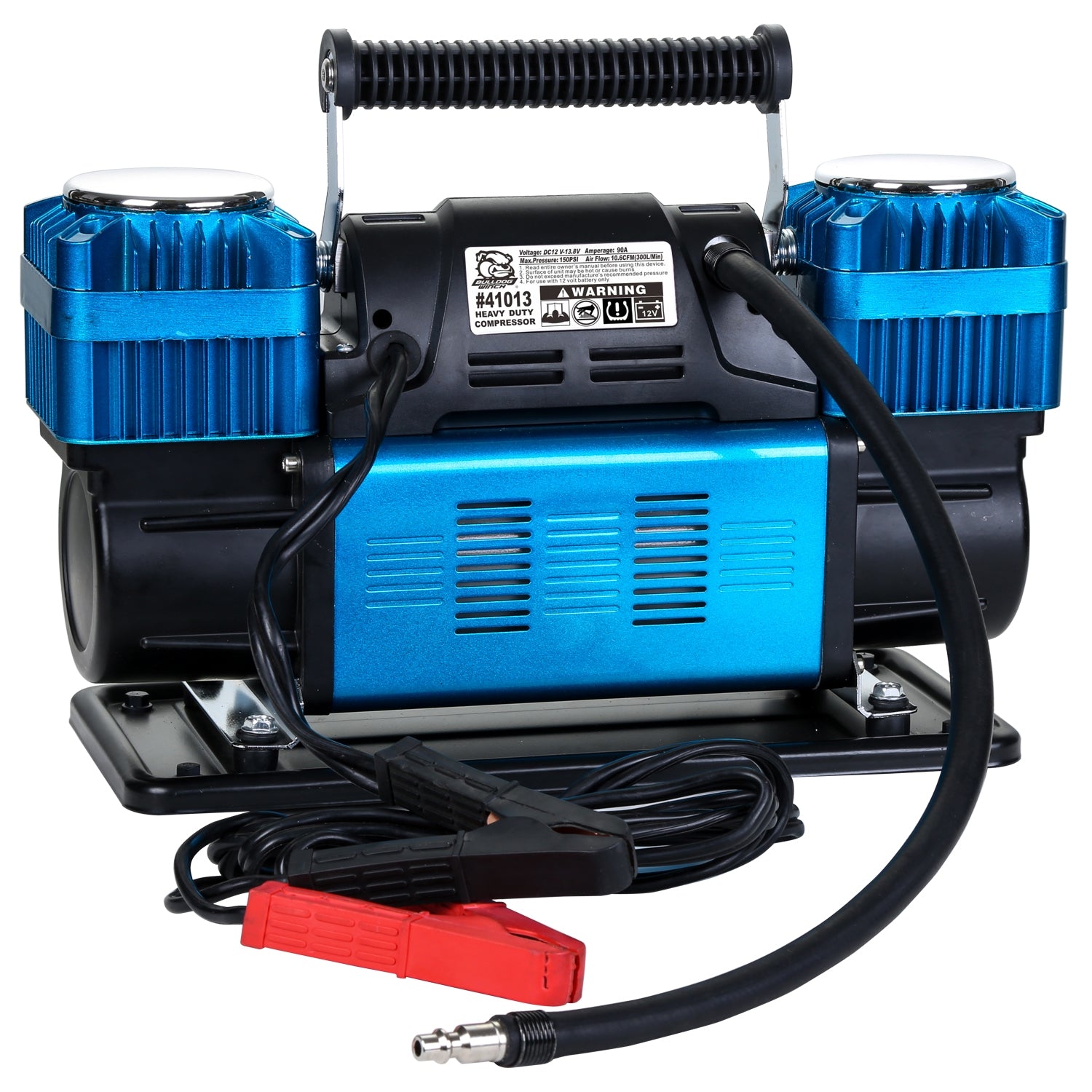 Bulldog Winch Twin Head Portable Air Compressor 150PSI - Heavy Duty Tire Inflator for Cars, Trucks & ATVs - Perfect for Off-Roading, Camping & Emergency Roadside Use