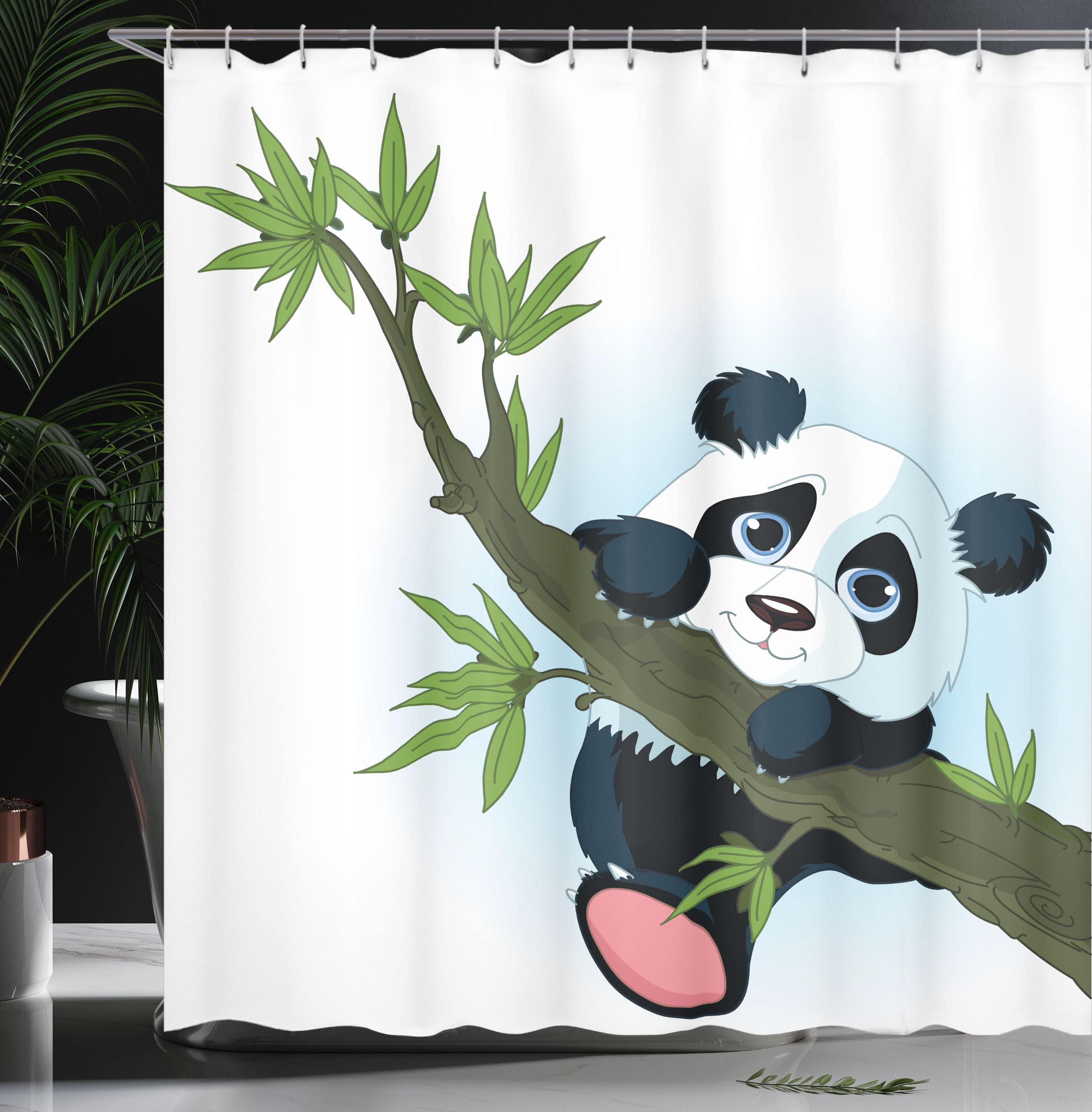 Ambesonne Panda Shower Curtain - Cute Panda Climbing Tree Spring Jungle Wildlife Bathroom Decor, 69