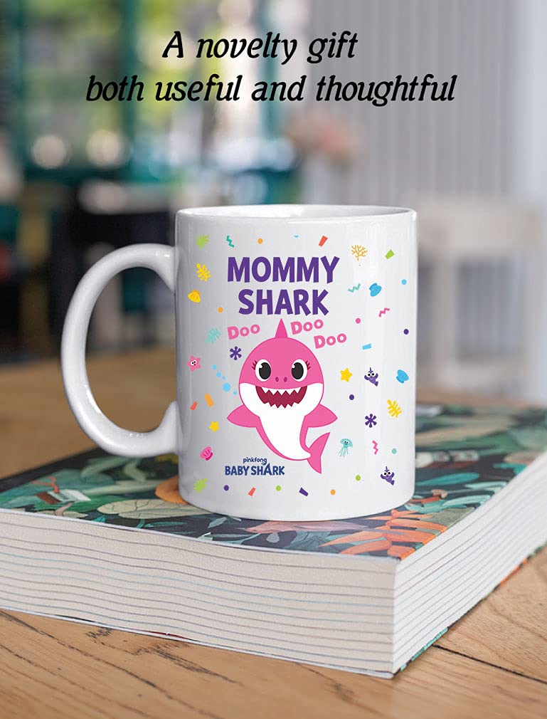 Funny Mommy Shark Coffee Mug - 15oz Ceramic Baby Shark Doo Doo Doo Mug for Mom, Mother's Day, Birthday Gifts, Mother Daughter/Son Novelty White Mug - Perfect for Home, Office & Coffee Lovers