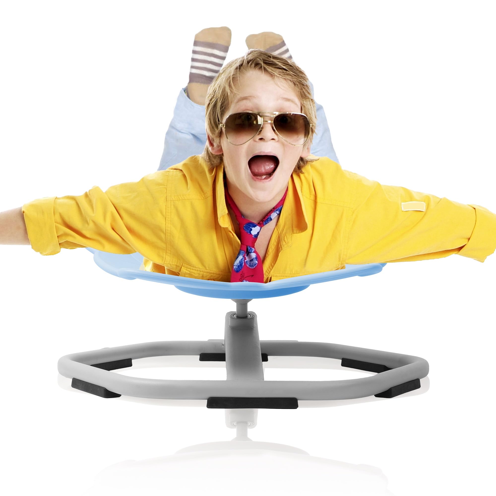 Sensory Spinning Chair for Autistic Kids - Non-Slip Metal Base Swivel Chair for Autism Therapy, Body Coordination Training (220lb Weight Capacity, Blue) - Perfect for Sensory Rooms, Classrooms & Home Use