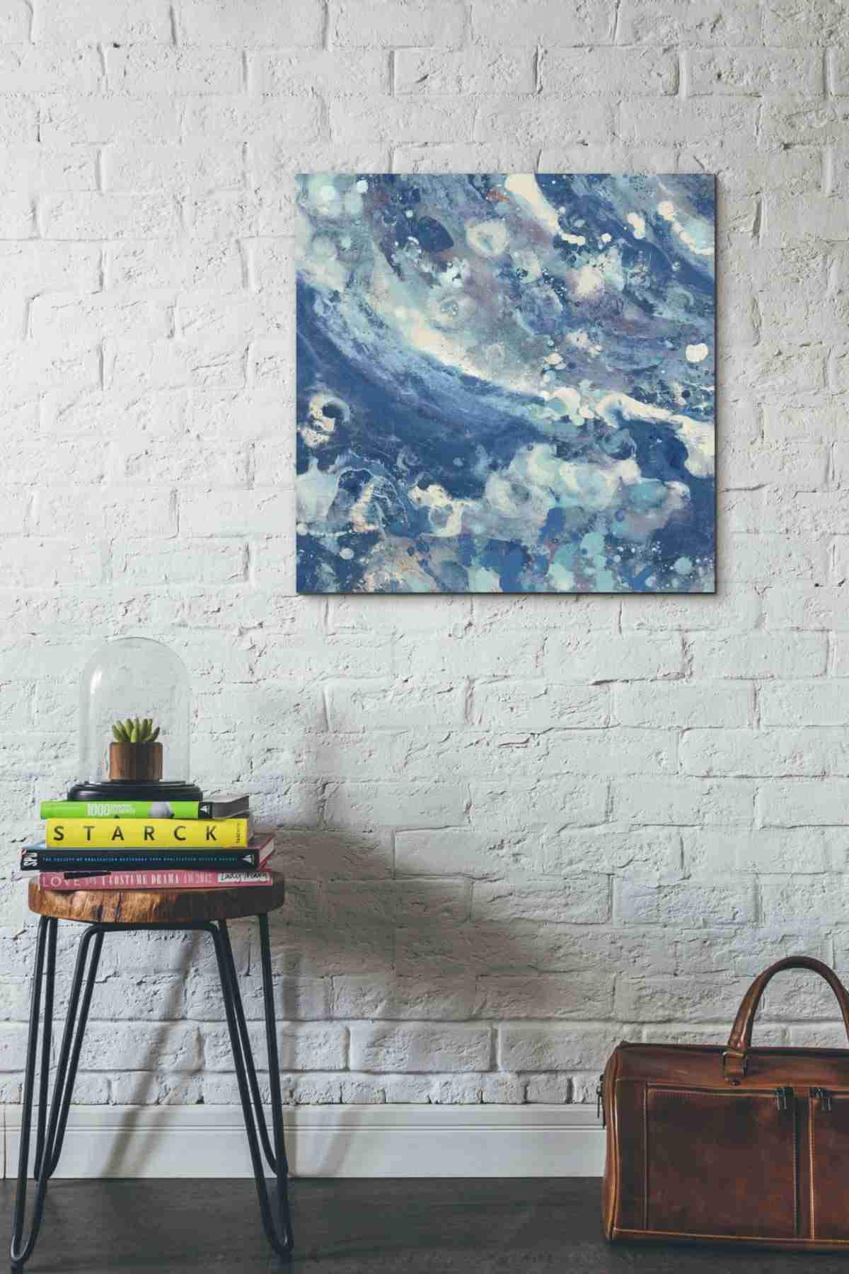 Albena Hristova Water IV Canvas Wall Art - 26x26 Inch Modern Abstract Painting for Living Room, Bedroom & Office Decor