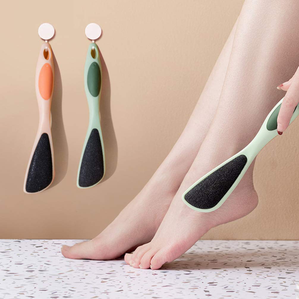 2-Pack Double Sided Pumice Stone for Feet - Callus Remover & Foot File with TPR Handle - Exfoliating Foot Scrubber for Smooth Heels - Perfect for Pedicure, At-Home Foot Care & Spa Treatment