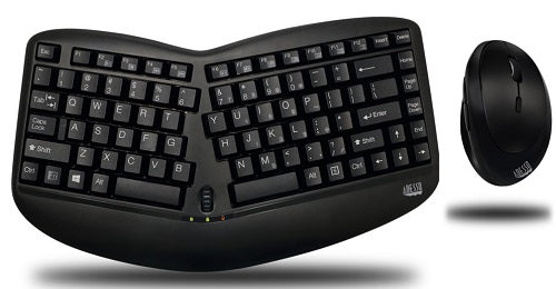 Adesso Tru Form Media 1150 Wireless Ergonomic Mini Keyboard & Mouse Combo - Perfect for Office, Home & Gaming Use