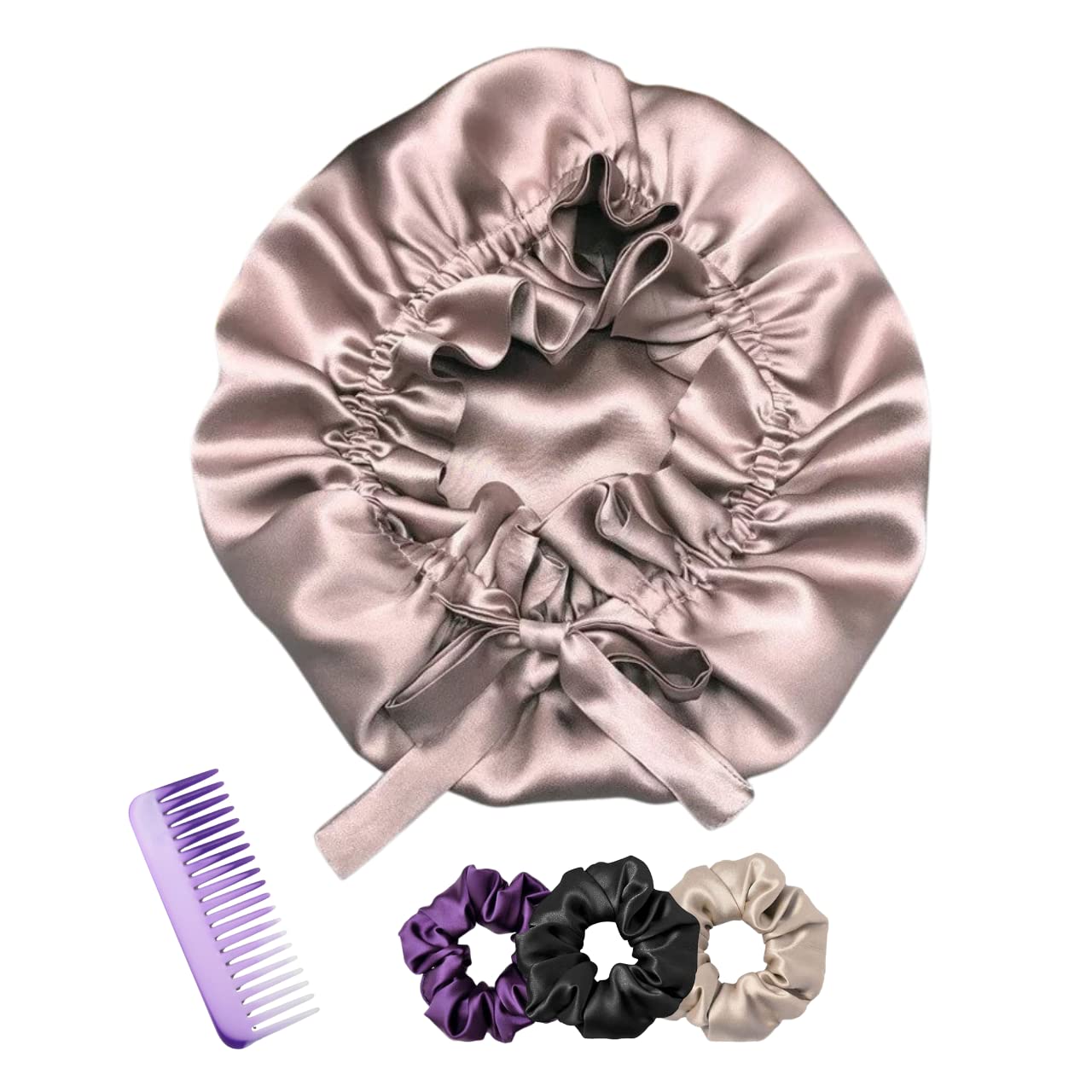 Atrube Reversible Silk Satin Hair Bonnet for Women - Adjustable Tie Band, Reusable Shower Cap & Sleep Cap - Standard Size, Multicolor - Perfect for Nighttime Hair Protection, Showering, and Styling