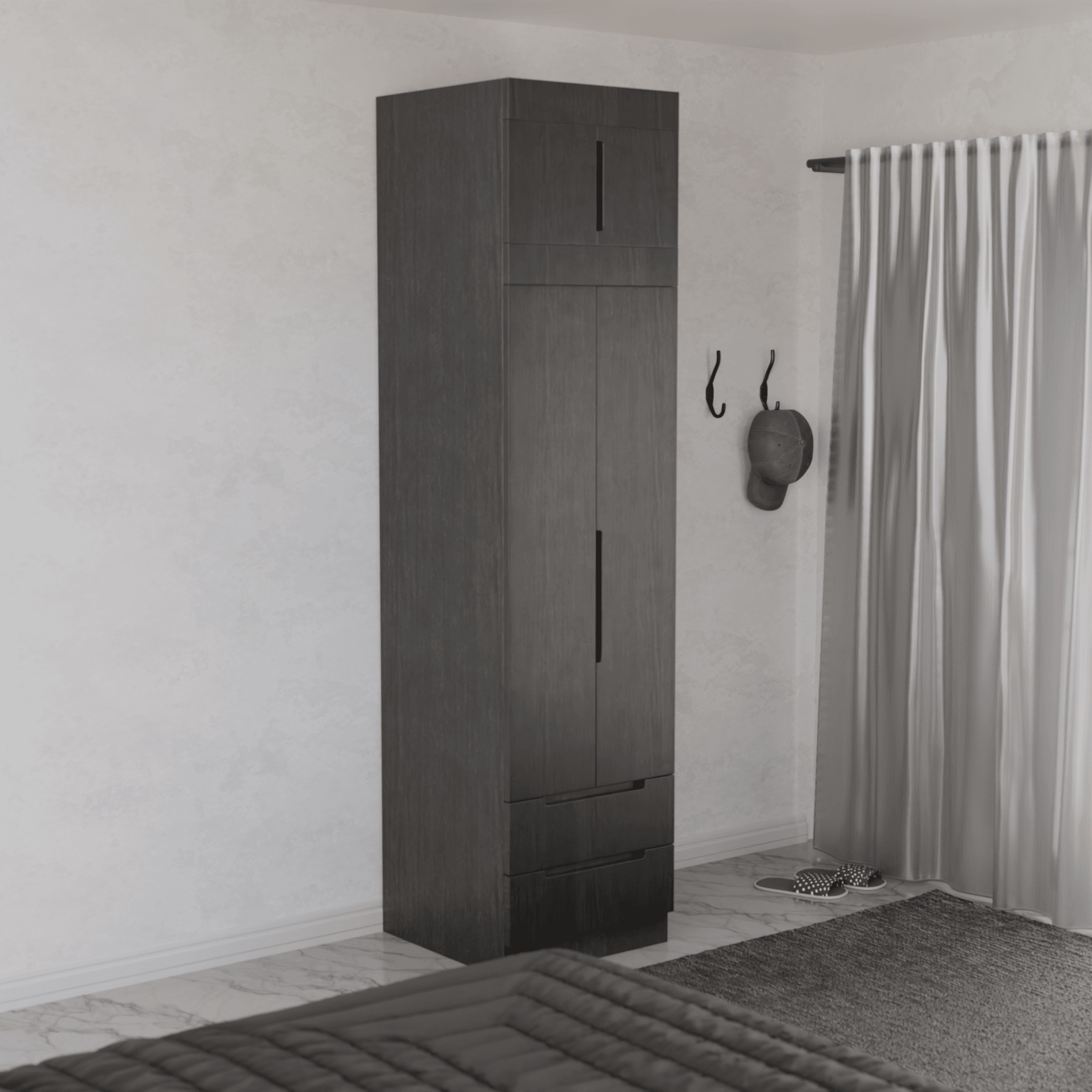Harris 2 Door Open Wardrobe with Top Shelf - Modern Closet Organizer for Bedroom, Living Room & Entryway Storage