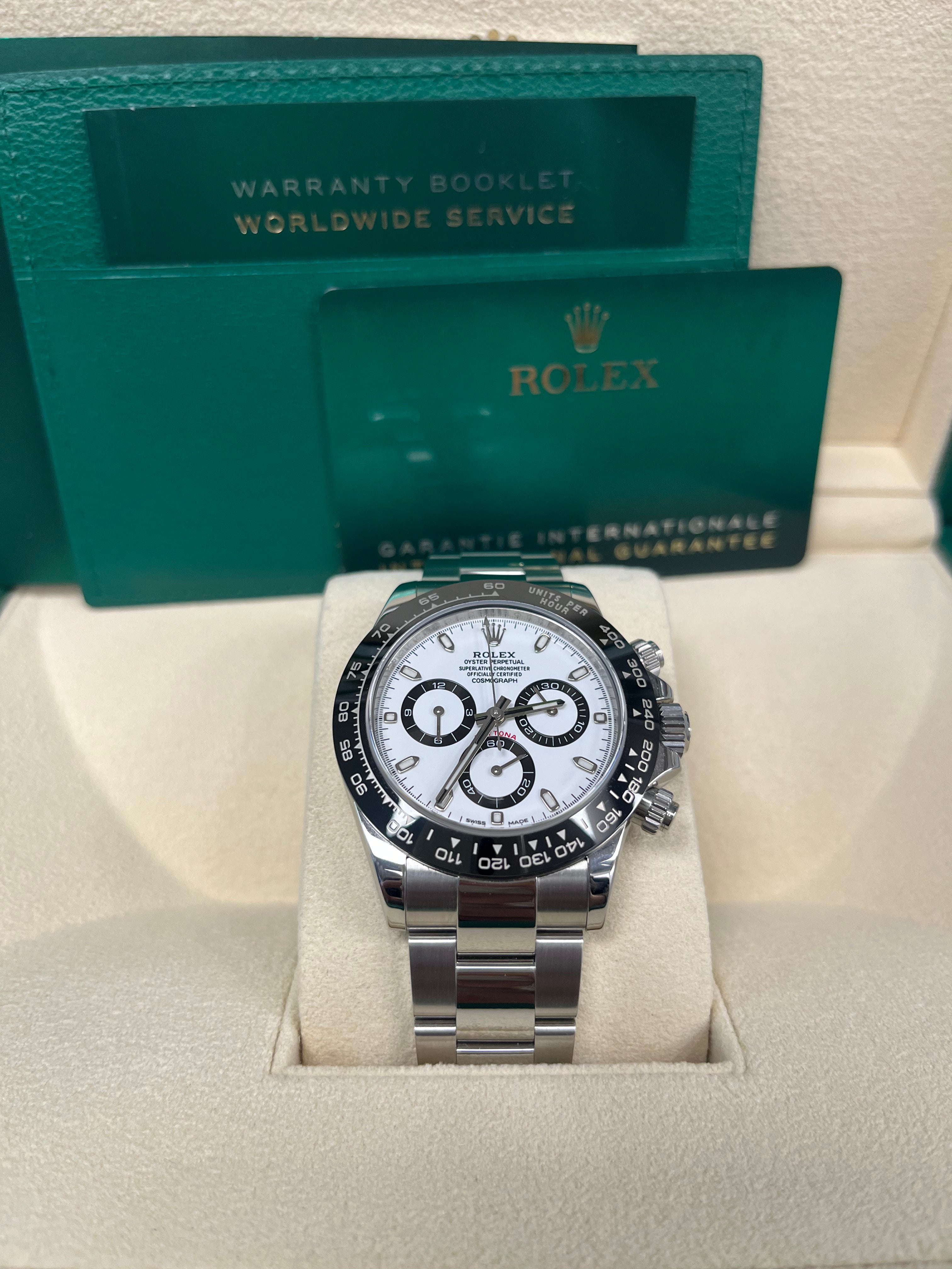 Rolex Daytona 40mm Stainless Steel Watch - White Panda Index Dial & Ceramic Bezel (Ref# 116500LN) | Luxury Chronograph for Men, Perfect for Business, Racing & Special Occasions