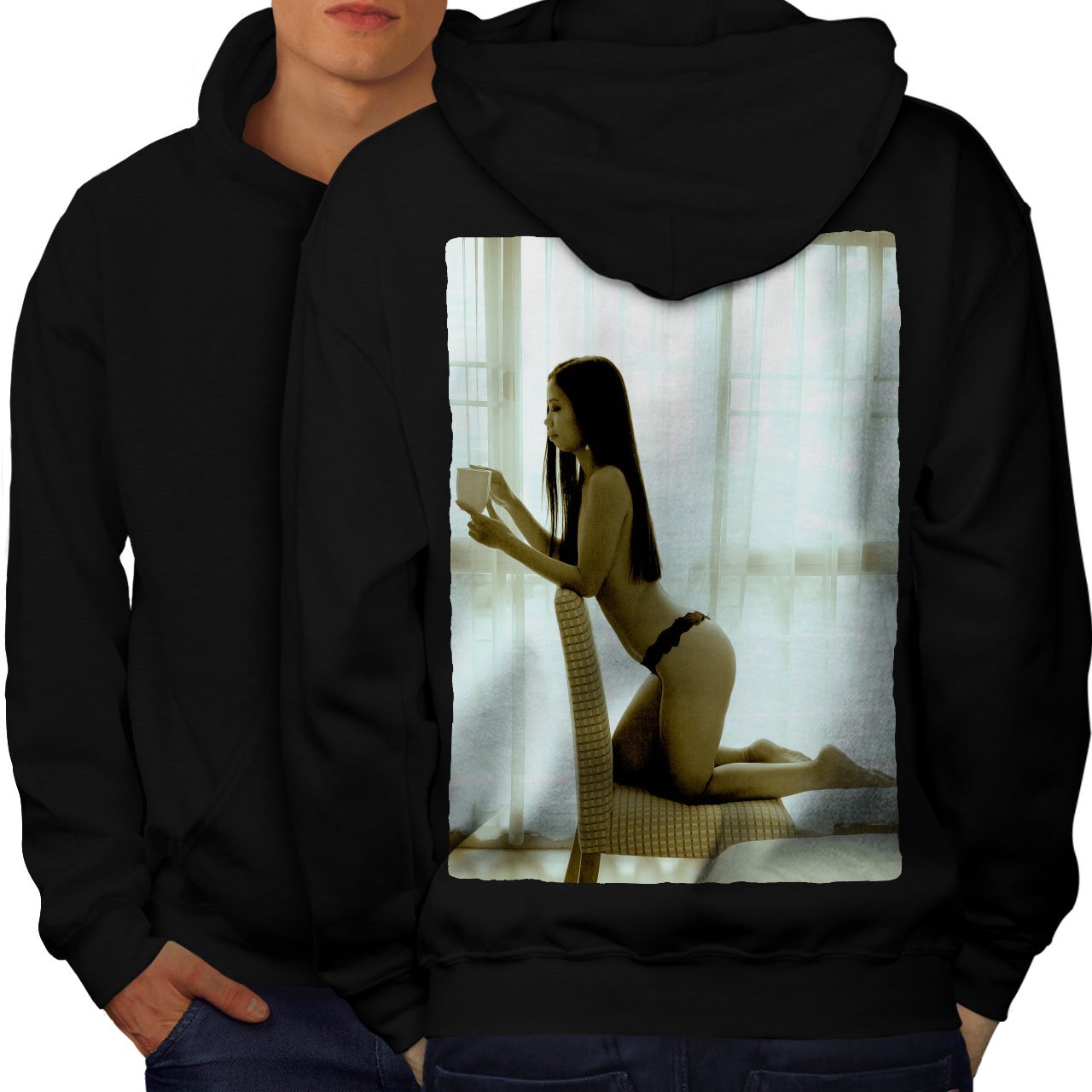 Wellcoda Women's Sexy Booty Naked Print Hoodie - Trendy Streetwear for Casual Outfits & Night Out Looks