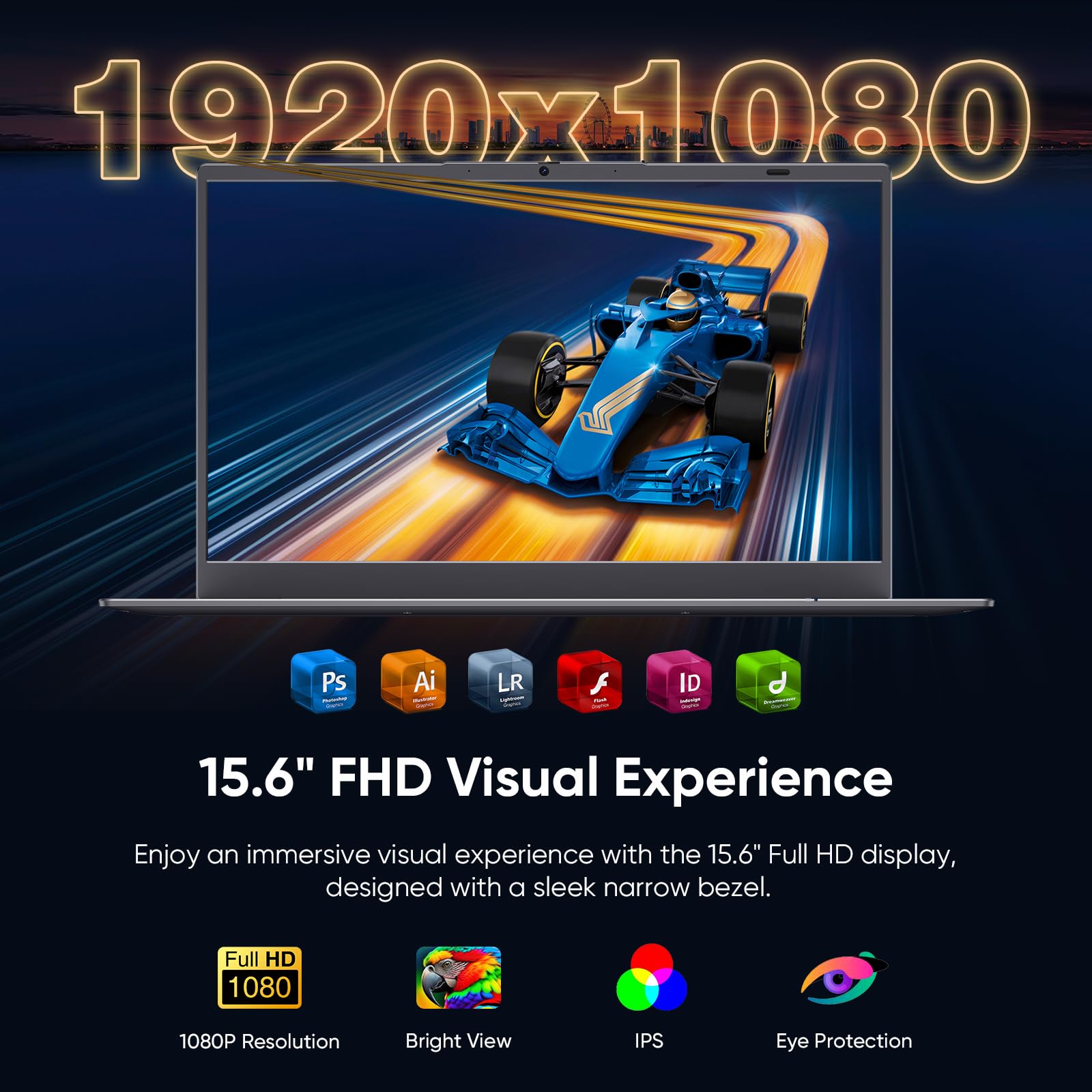 15.6 Inch Windows 11 Laptop - Full HD 1920x1080 IPS Display, 12GB DDR5 RAM, 512GB SSD, Intel N95 Processor (Faster Than N5095), Fingerprint Unlock, WiFi 5 & Bluetooth, Backlit Keyboard - Perfect for Work, Study & Entertainment