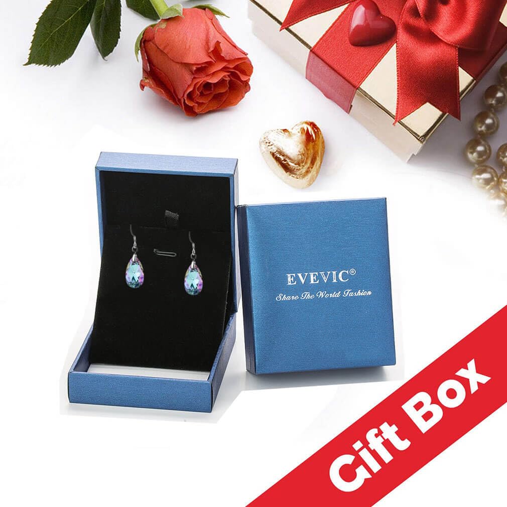 Austrian Crystal Teardrop Dangle Earrings for Women - 925 Sterling Silver Hook Hypoallergenic Jewelry - Perfect for Weddings, Parties & Special Occasions