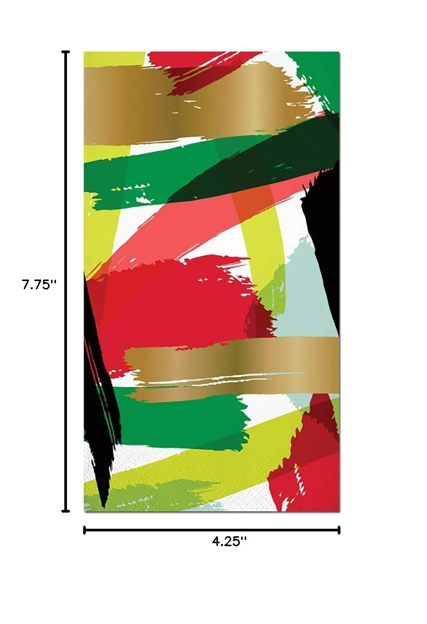 Creative Brands Slant Collections - 20-Count Decorative Paper Guest Towels & 16-Count Christmas Brushstroke Dinner Napkins Set | Holiday Table Setting, Party Decor, Festive Dining Accessories
