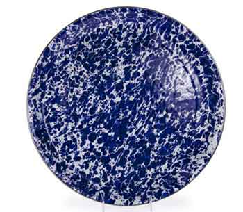 Vintage Cobalt Blue Swirl Enamelware Serving Tray - 15.5 Inch Rustproof Metal Tray for Coffee, Tea, Breakfast in Bed, Picnics & Home Decor