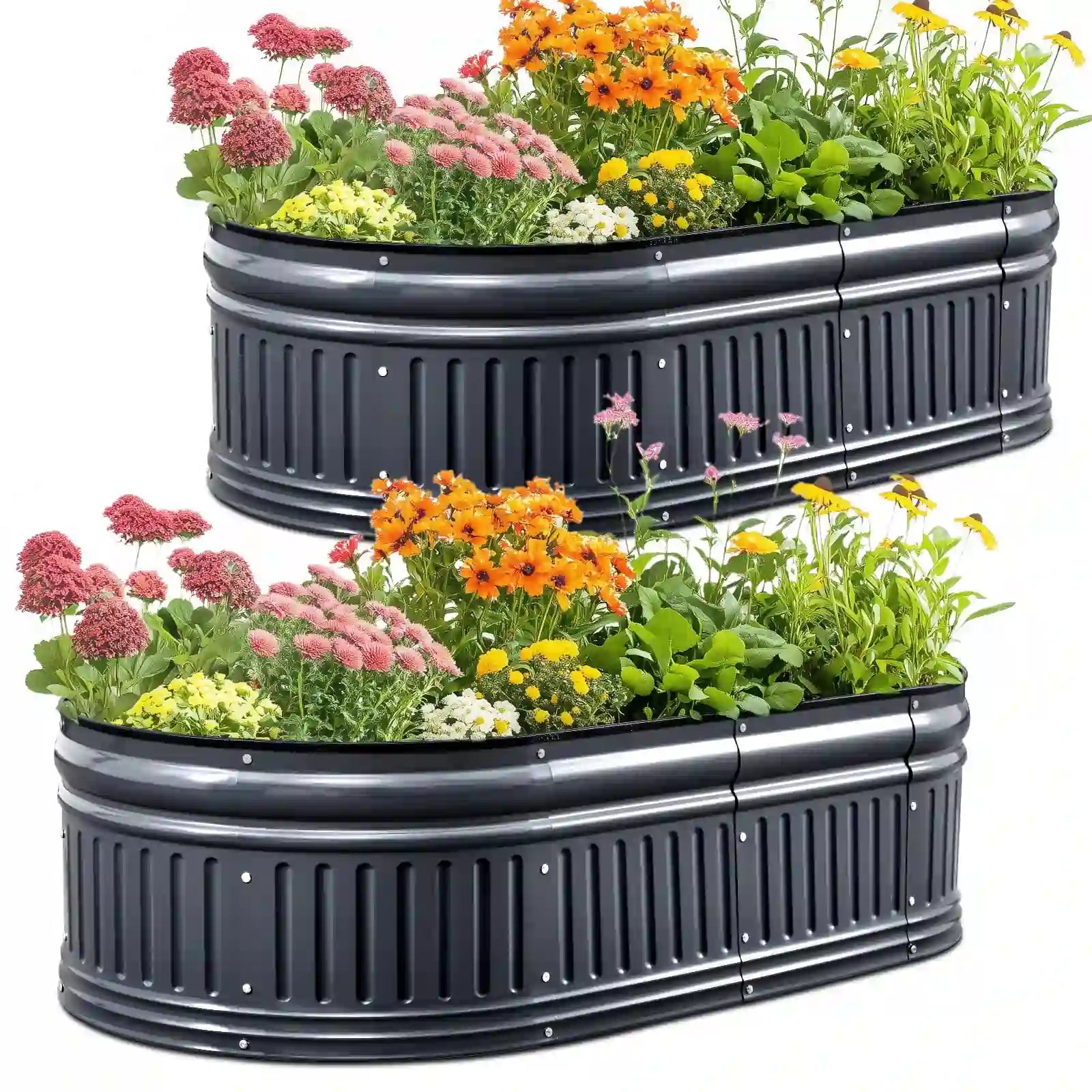 47x24x24 Inch Oval Raised Garden Bed Kit - Elevated Planter Box for Vegetables, Flowers & Herbs - Perfect for Backyard, Patio & Urban Gardening