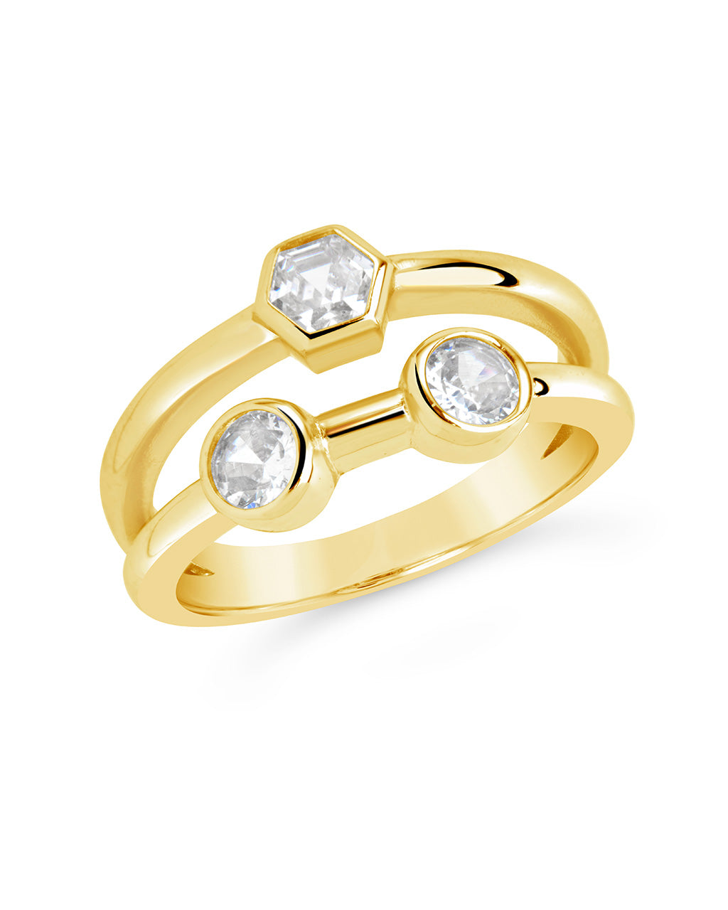 Lou Triple CZ Ring for Women - Elegant Cubic Zirconia Fashion Jewelry - Perfect for Parties, Weddings & Everyday Wear
