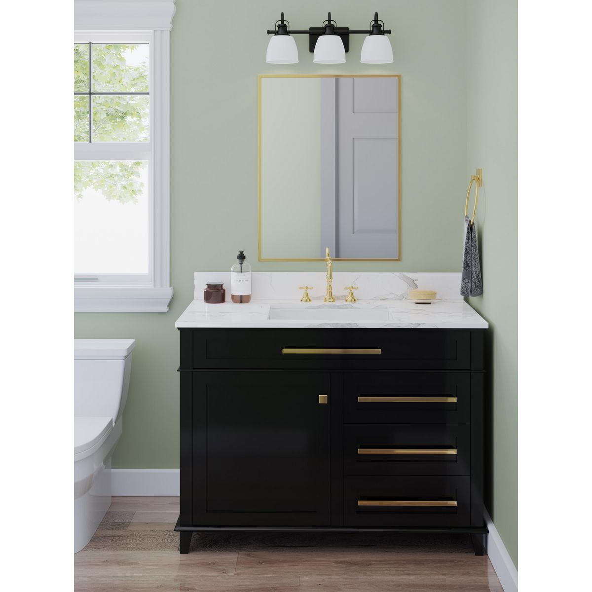 Preston Collection 3-Light Bathroom Vanity Light Fixture - Modern LED Lighting for Bathroom Mirror & Makeup Area