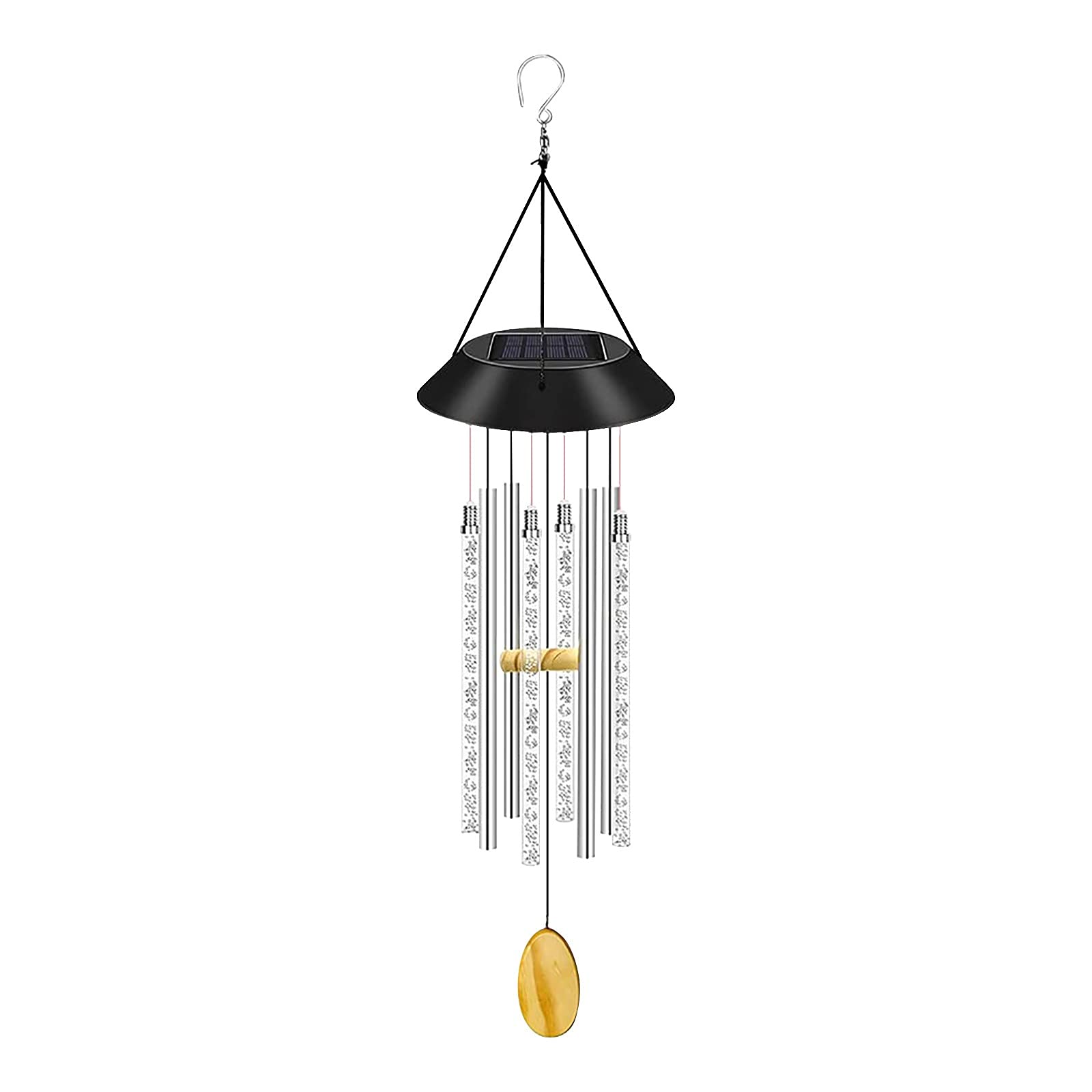 Color Changing Solar Wind Chime Lights - Outdoor Column Lamp with Bubble Effect, Colorful Solar-Powered Decoration for Garden, Patio, and Yard Ambiance