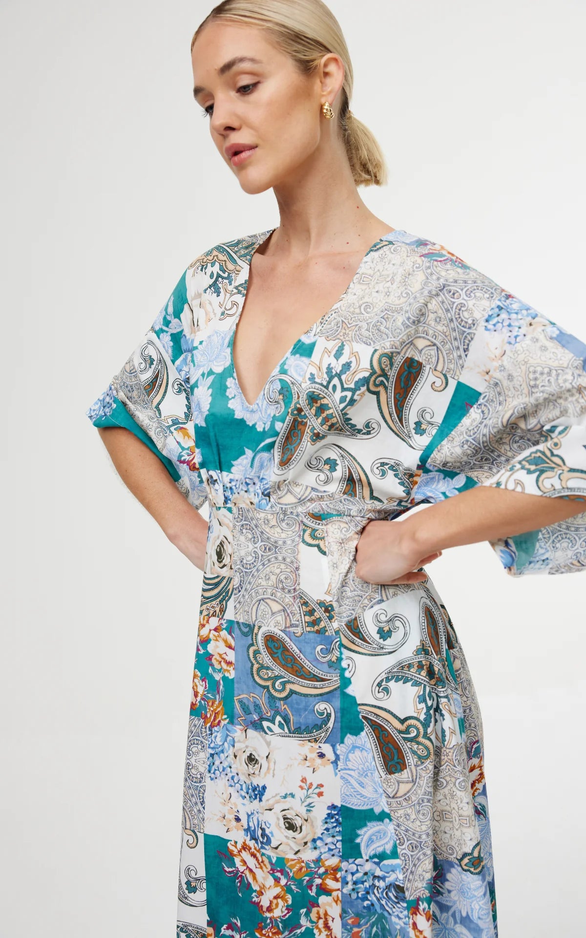 Kinney Ellis Patchwork Dress - Stylish Boho Floral Print Maxi Dress for Women | Perfect for Summer Vacations, Beach Parties & Casual Outings