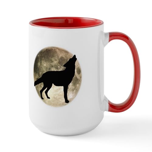 White/Red Inside - Coyote Howl Moon Large Mug