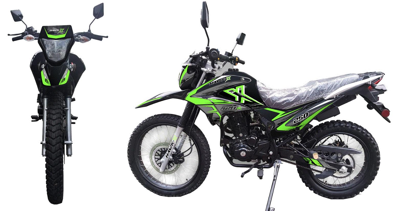 New XHawk ENDURO 250cc Dirt Bike Motorcycle - 250cc Dual Sport Street Legal Dirtbike for Adults - Off-Road & Trail Riding (Green)