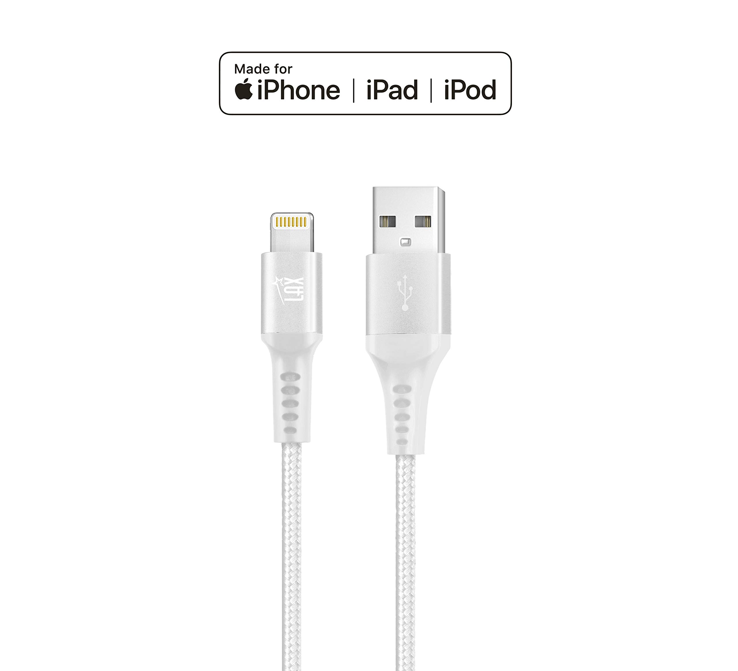 MFi Certified iPhone Charger Lightning Cable - Durable Braided USB Cord for iPhone 14/13/12/11/XS/XR/X/8/7, iPad & iPod - Fast Charging & Data Sync - Perfect for Home, Office & Travel Use