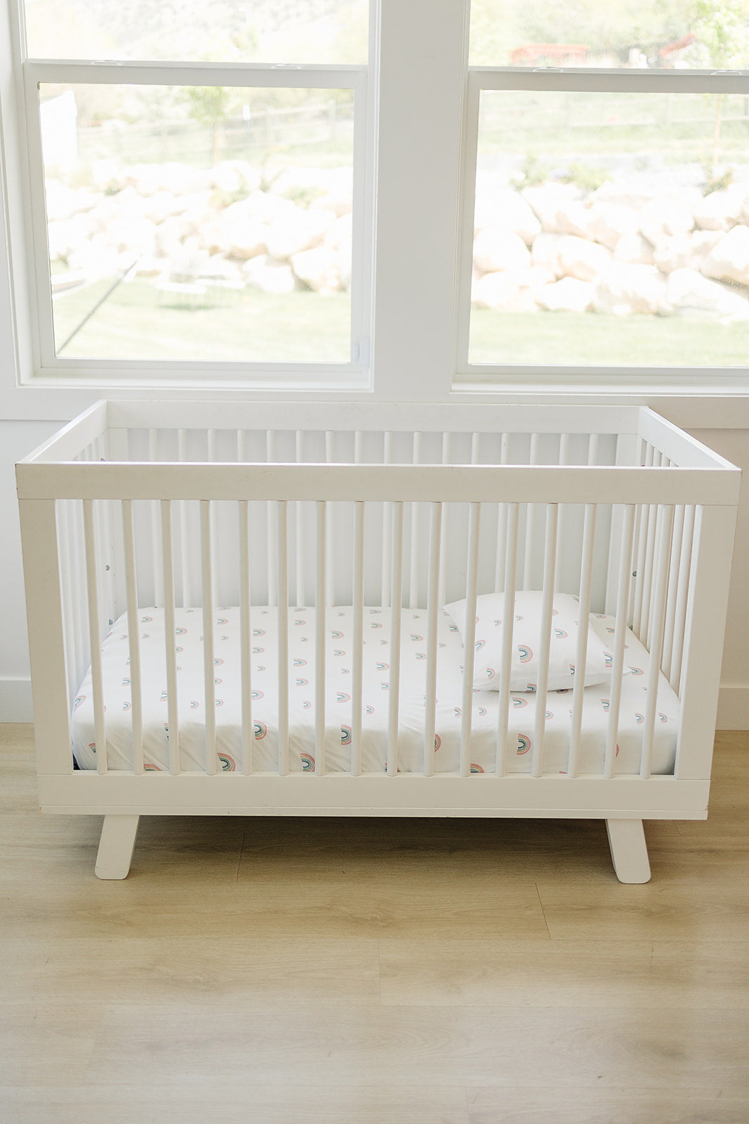 Ecolino® 100% Organic Cotton Crib Sheet with Rainbow Design - Soft & Breathable Baby Bedding for Nursery, Crib, and Toddler Beds