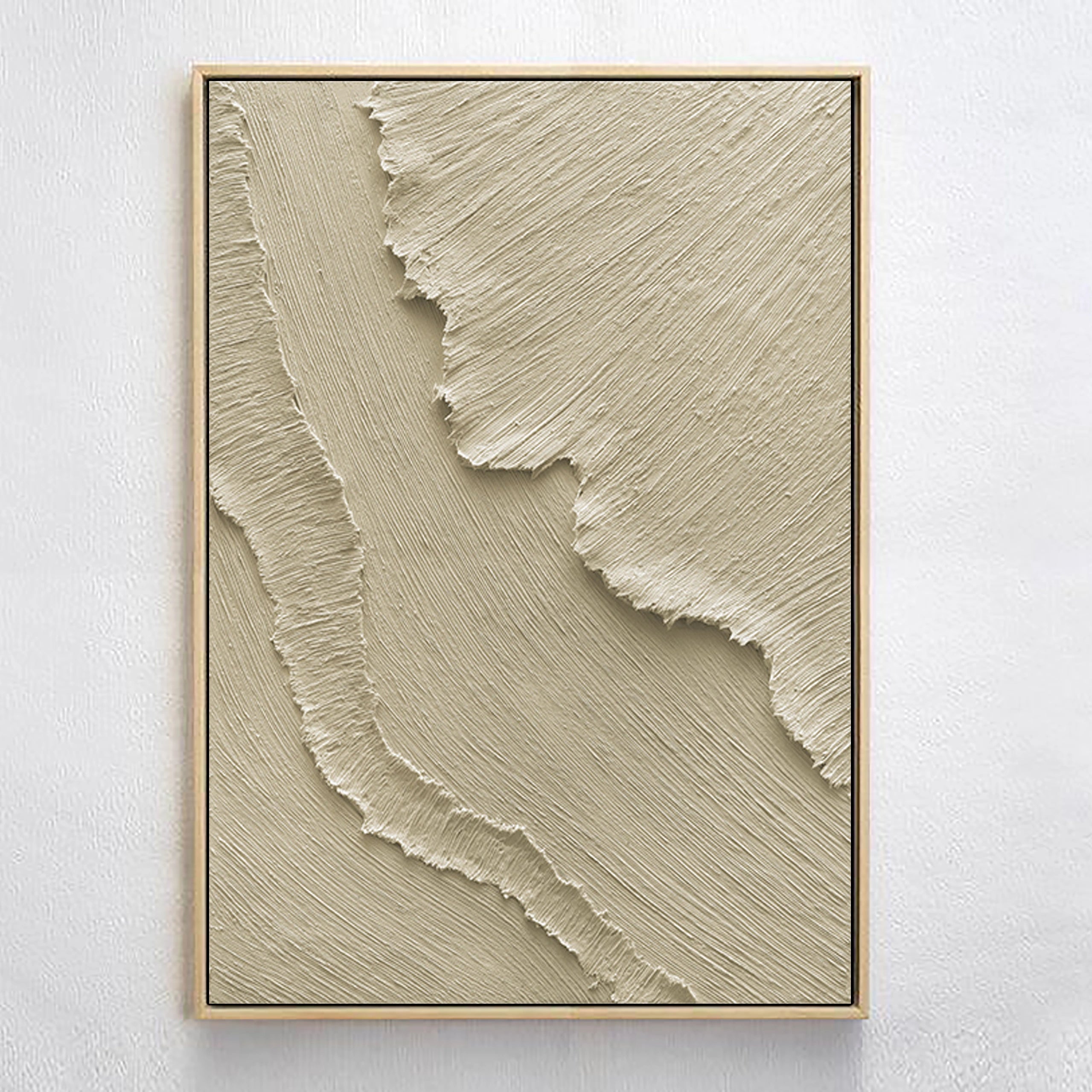 Minimalist Beige Textured Wall Art - Modern Abstract Canvas Painting for Living Room, Bedroom & Office Decor #MM034
