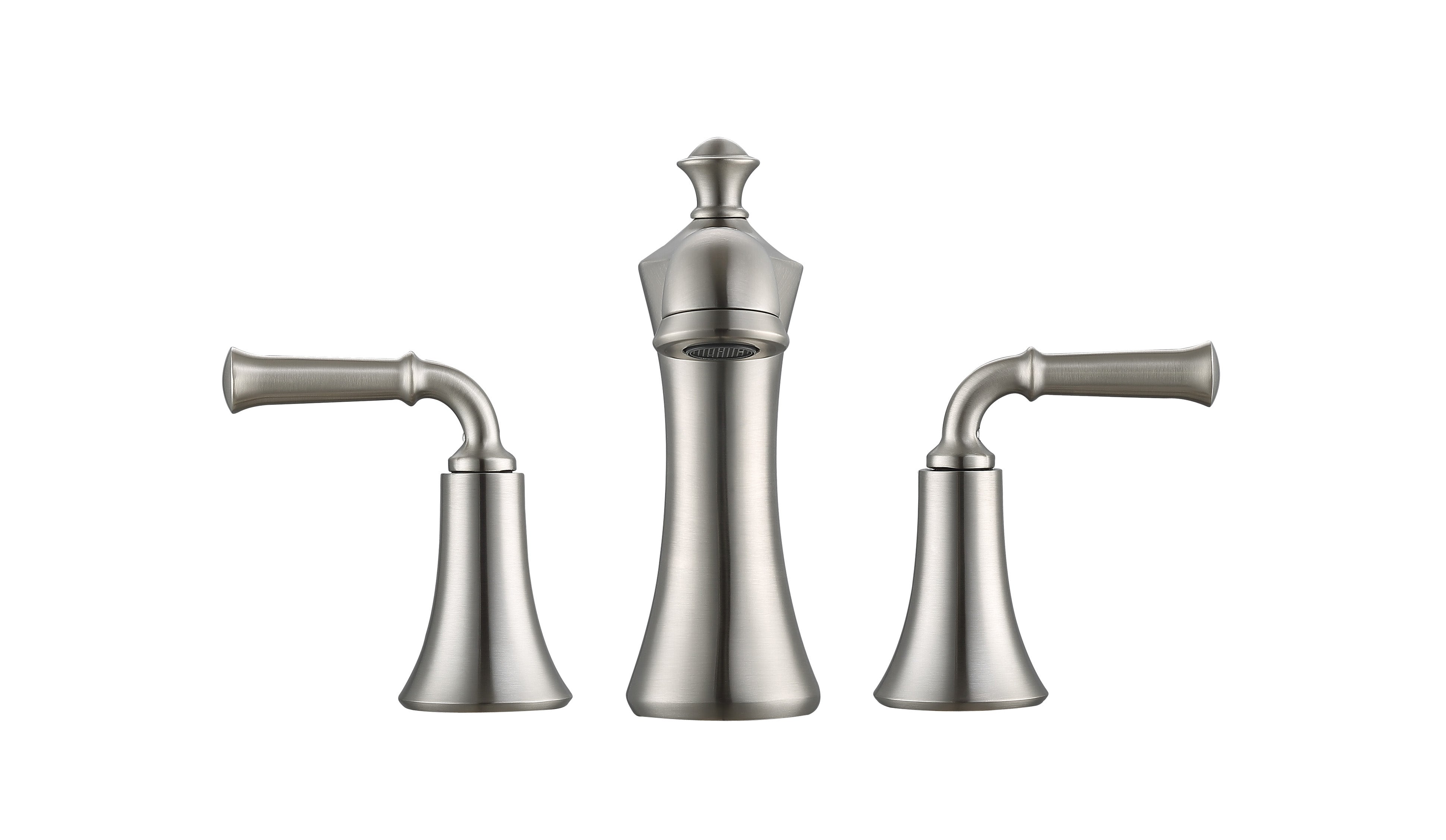 Peonia Brushed Nickel Widespread Bathroom Faucet - Modern 8-inch Centerset Bath Sink Faucet with High Arc Spout for Vanity, Powder Room & Guest Bath Installation