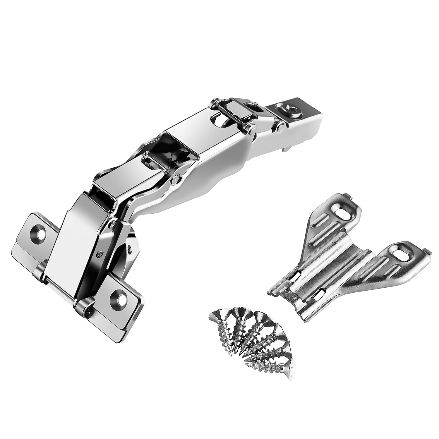 165 Degree Full Overlay Screw-On Cabinet Hinges - 2 Pack Mepla Corner Base Face Frame Kitchen Hinges (Lazy Susan Compatible) for Smooth Cabinet Door Rotation in Tight Spaces