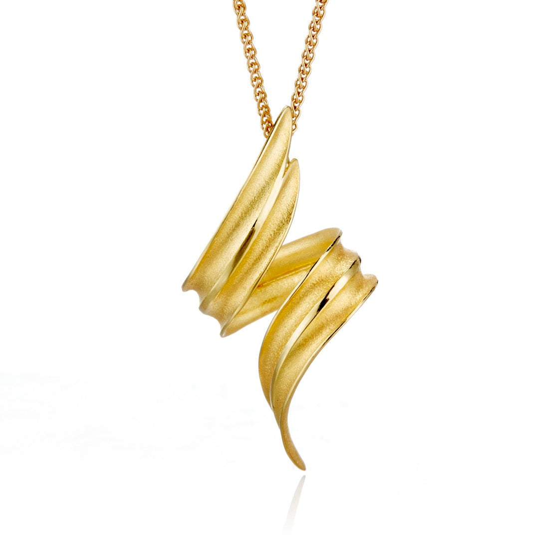 Elegant Ribbon Twirl Pendant Necklace for Women - Dainty Gold Plated Chain Jewelry Gift for Her - Perfect for Date Night, Weddings & Special Occasions