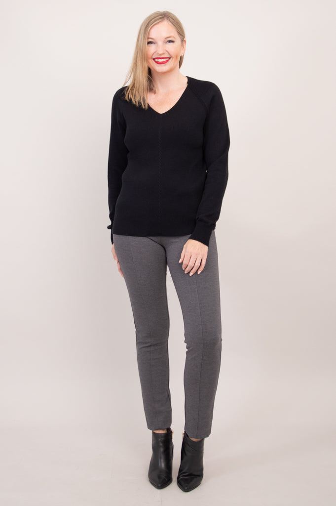 Claudia Women's Cotton Sweater - Soft & Comfortable Black Pullover for Casual Wear & Layering