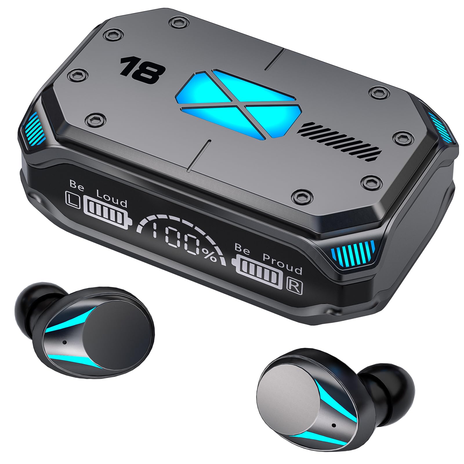 2024 Upgraded Bluetooth 5.3 Wireless Earbuds, IPX8 Waterproof Stereo Earphones with Noise Cancellation for iPhone Android - Perfect for Gym, Running, Travel & Work Calls