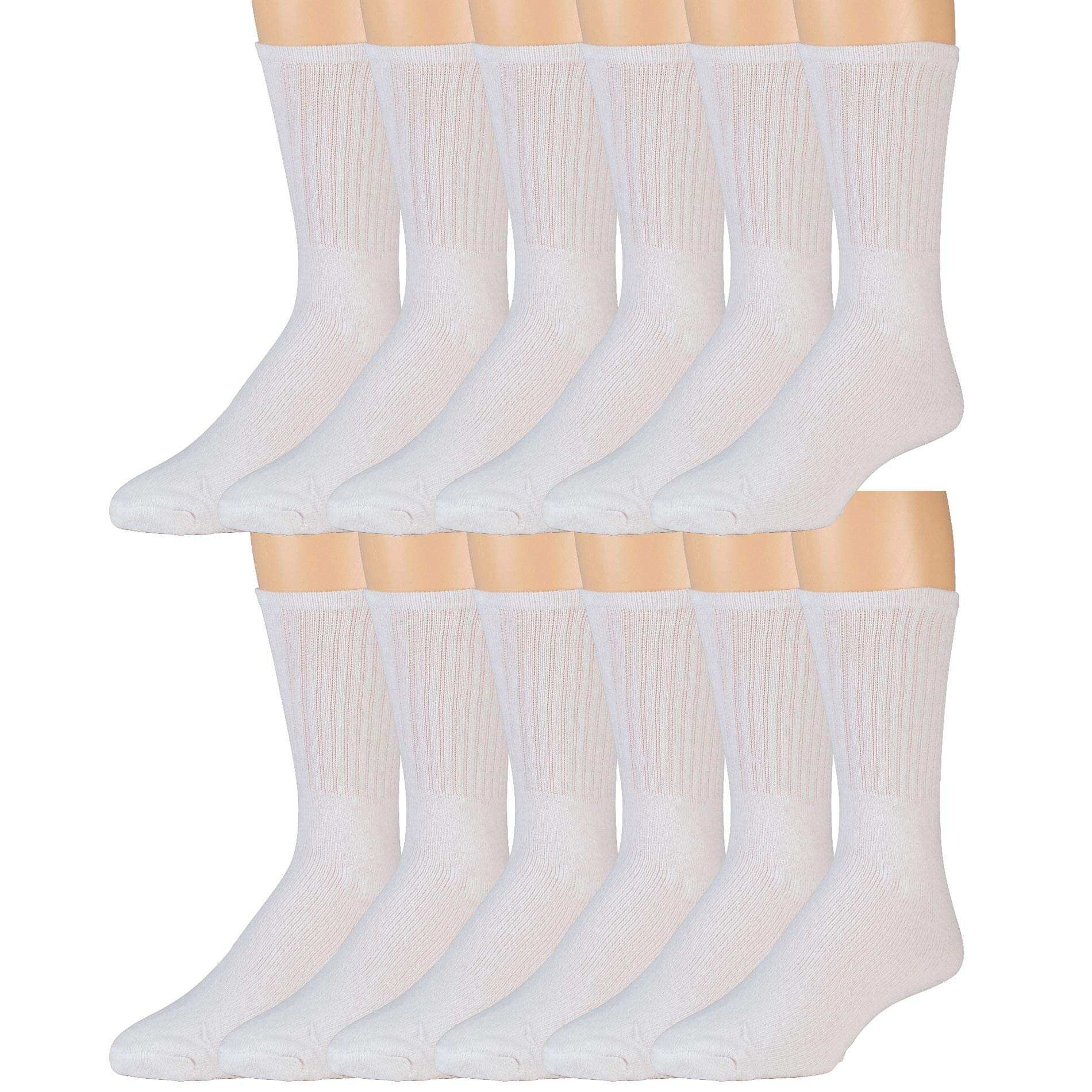 12 Pairs Men's Cotton Crew Socks - Breathable Athletic Sports Socks for Running, Gym & Casual Wear - Solid Color Comfort Socks for Everyday Use
