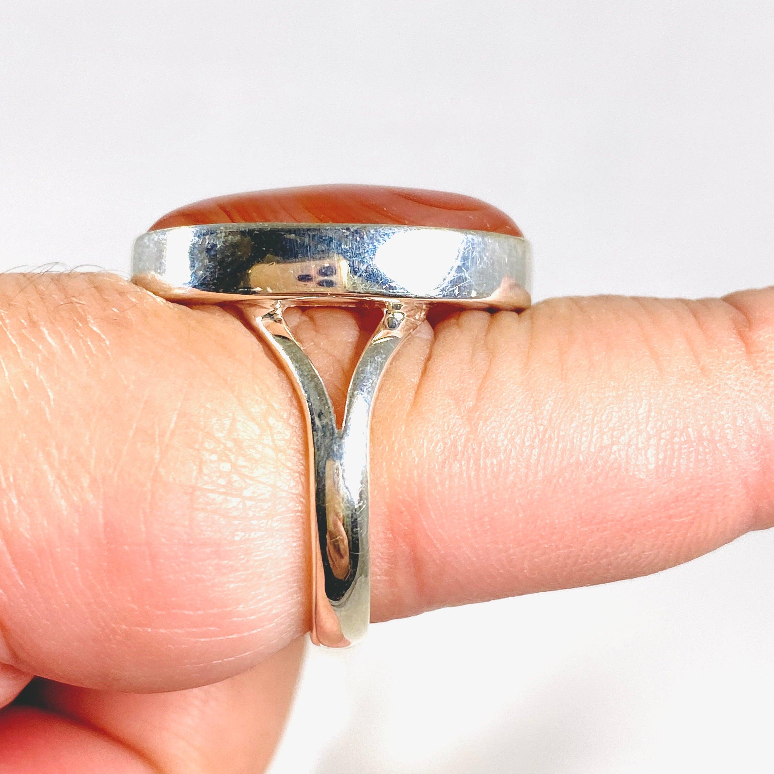 Natural Carnelian Oval Ring - Size 9 Sterling Silver Gemstone Jewelry KRGJ2861 | Elegant Gift for Women, Birthday & Anniversary Present