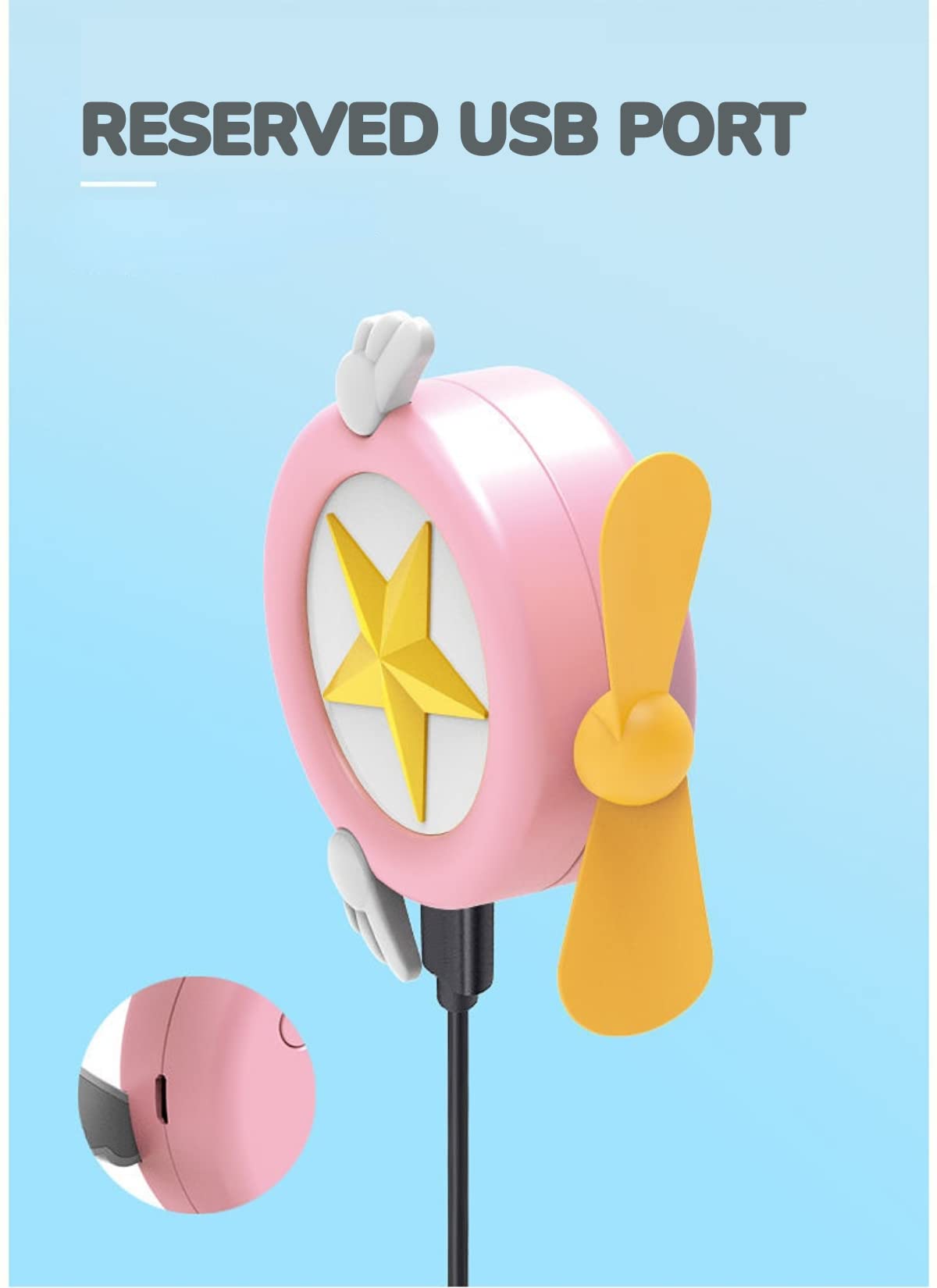 AONUOWE Cute Handheld Mini Fan with Lanyard - USB Rechargeable Battery Operated Portable Fan for Summer Cooling - Pink Personal Pocket Fan for Kids, Teens, School, Office, Outdoor & Travel Use
