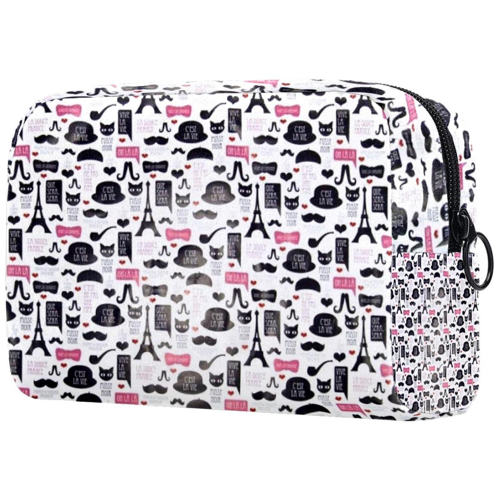 Eiffel Tower Beard & Makeup Bag for Women - Cute Zippered Cosmetic Pouch | Travel Toiletry Organizer for Purse, Cosmetics & Accessories | Perfect for Travel, Gym & Daily Use