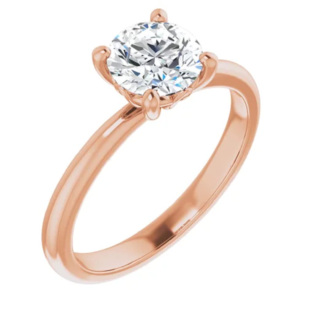 10K Solid Rose Gold Handmade Engagement Ring - 1.0 CT Round Cut Moissanite Diamond Solitaire Wedding Band for Women - Perfect for Proposals, Anniversaries & Bridal Jewelry Gifts