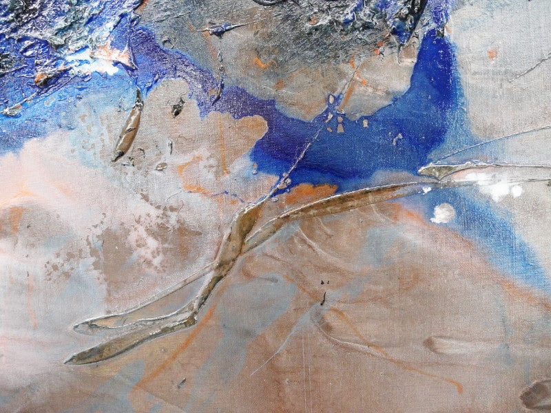Abstract Brown, Blue & Orange Wall Art - Modern Canvas Painting for Living Room, Bedroom & Office Decor | Home & Office Wall Decor Inspiration