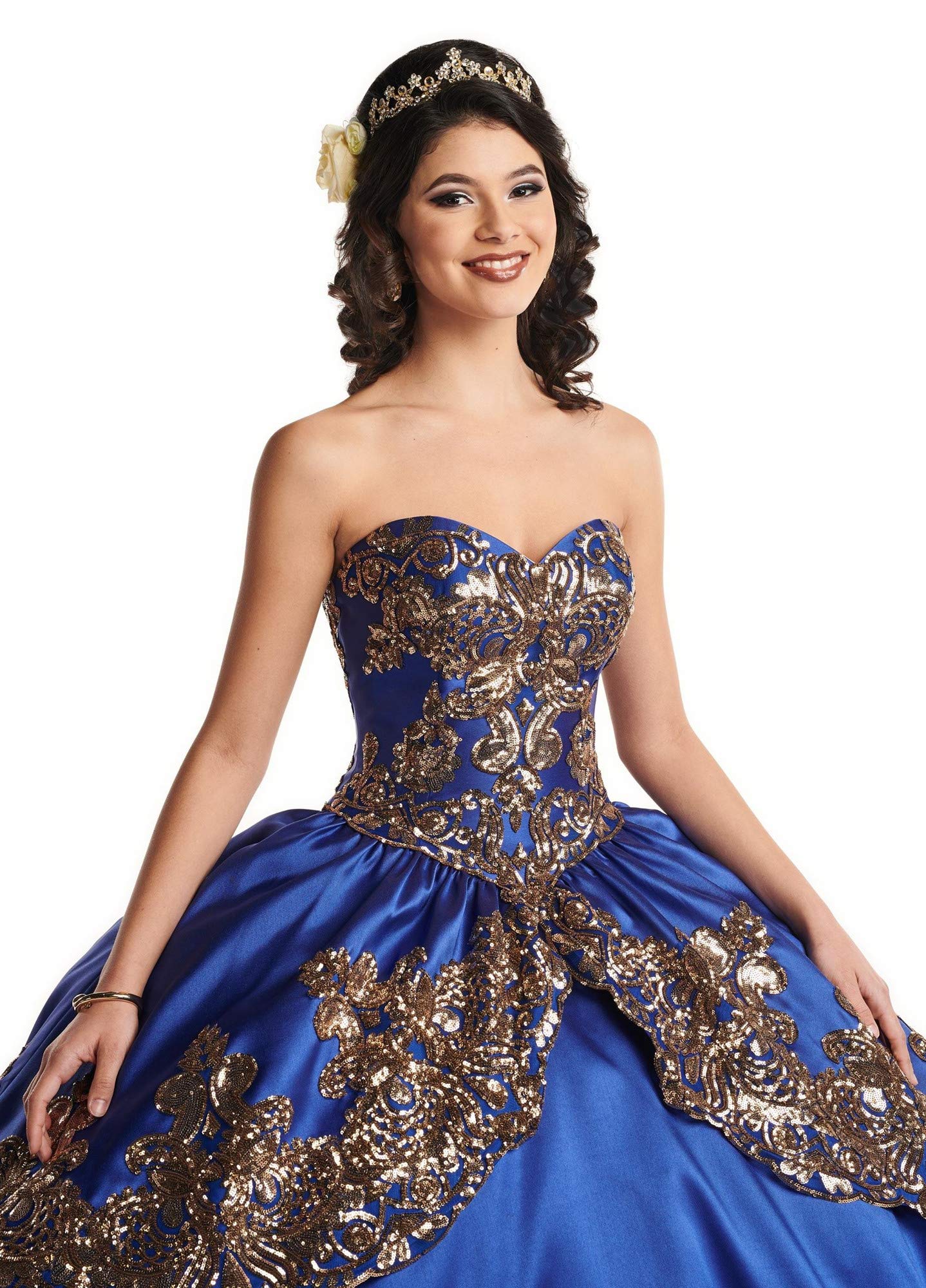 Emanni Women's Sweetheart Sweet 16 Dress - Satin Prom Party Gown in Reddish Brown for Homecoming, Quinceañera & Formal Events