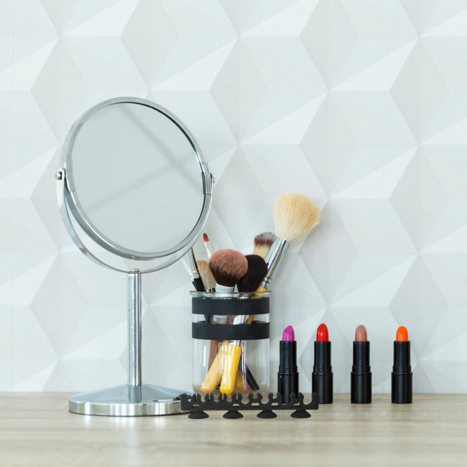 Premium Silicone Makeup Brush Holder - Black Makeup Brush Drying Rack & Organizer for Eyeliner, Painting Pens, Pencils | Perfect for Vanity, Bathroom & Travel Beauty Storage