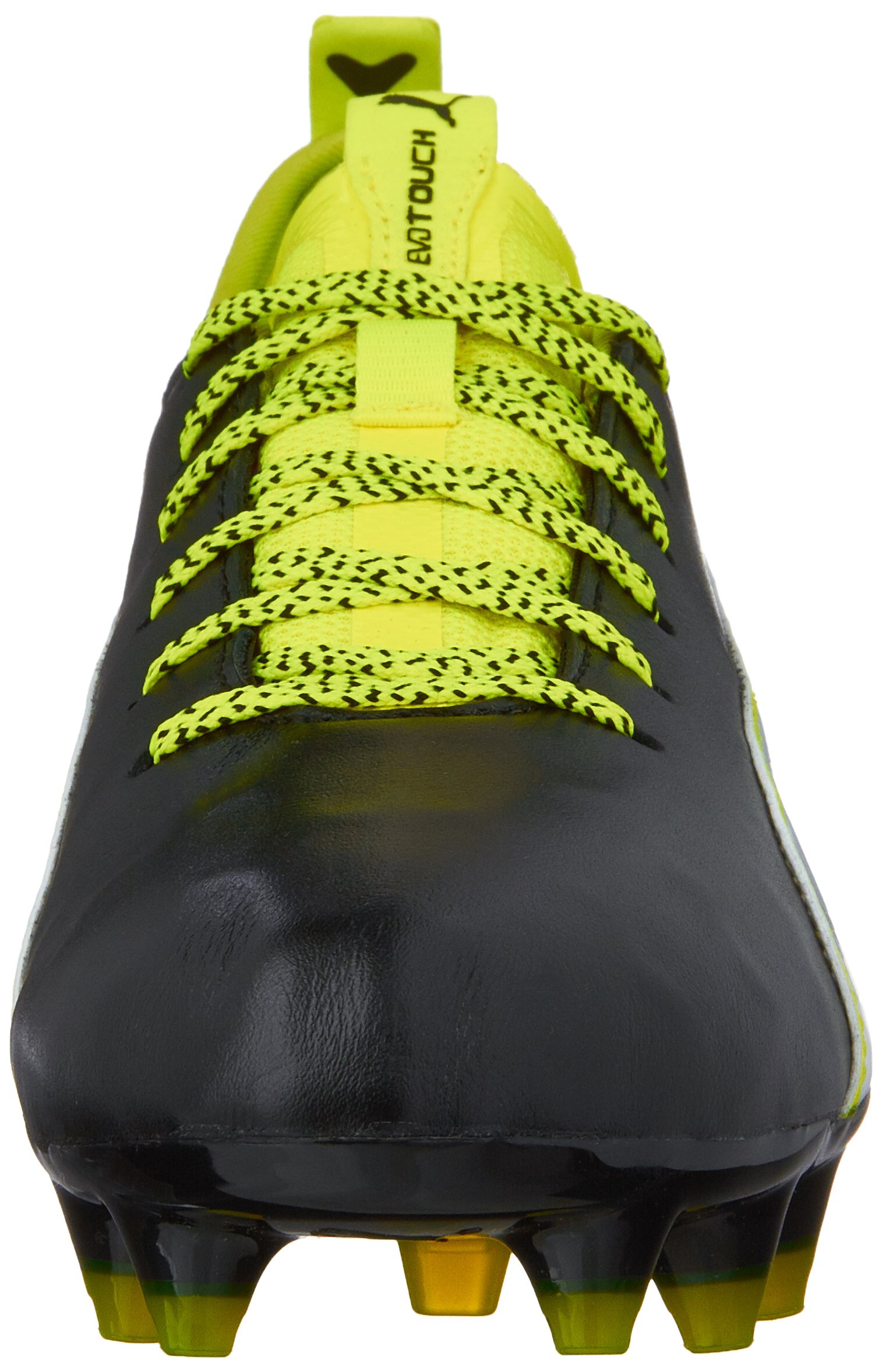 PUMA Kids Evotouch 1 FG Jr Soccer Cleats for Boys - Black/White/Safety Yellow - Size 6 Big Kid - Perfect for Youth Soccer Matches and Training Sessions