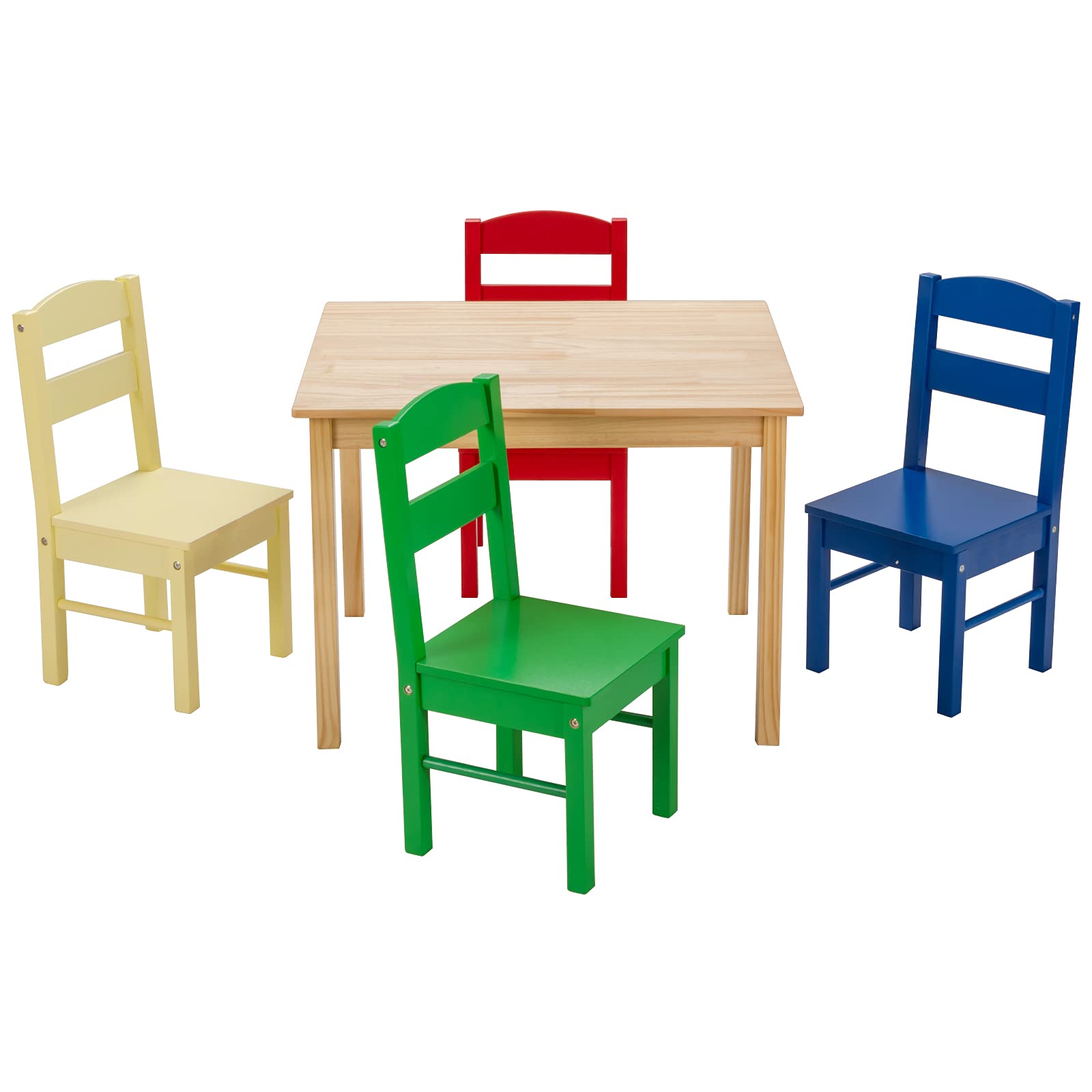 KOTEK Kids Wood Table and 4 Chair Set - Children's Multi-Activity Table for Learning, Playing & Drawing - Toddler Picnic Table & Chairs for Home, Classroom & Daycare (Assorted Colors) - Perfect for Homeschooling, Arts & Crafts, and Indoor Playtime