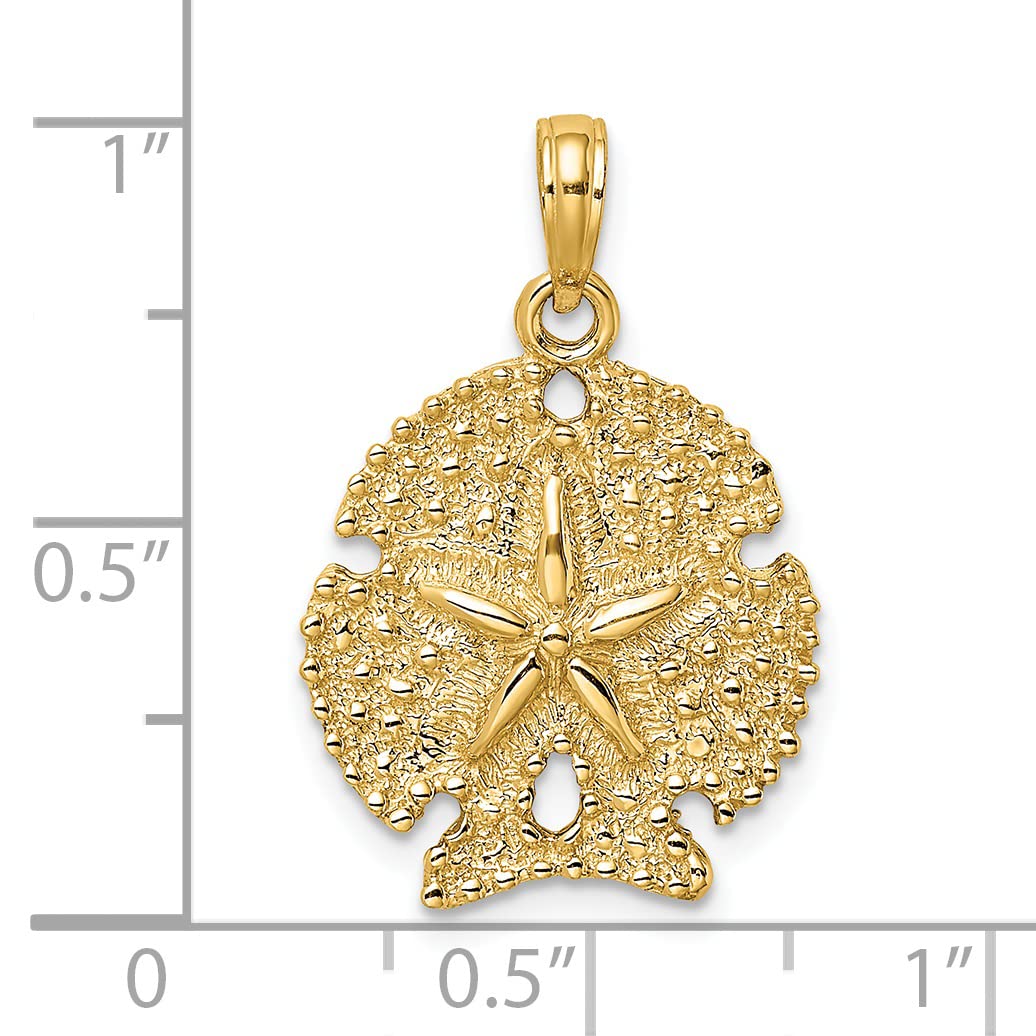 14k Yellow Gold Textured Sand Dollar Charm Pendant - Lex & Lu Dainty Beach Jewelry for Necklace Layering, Gift Giving & Coastal Fashion Accessories