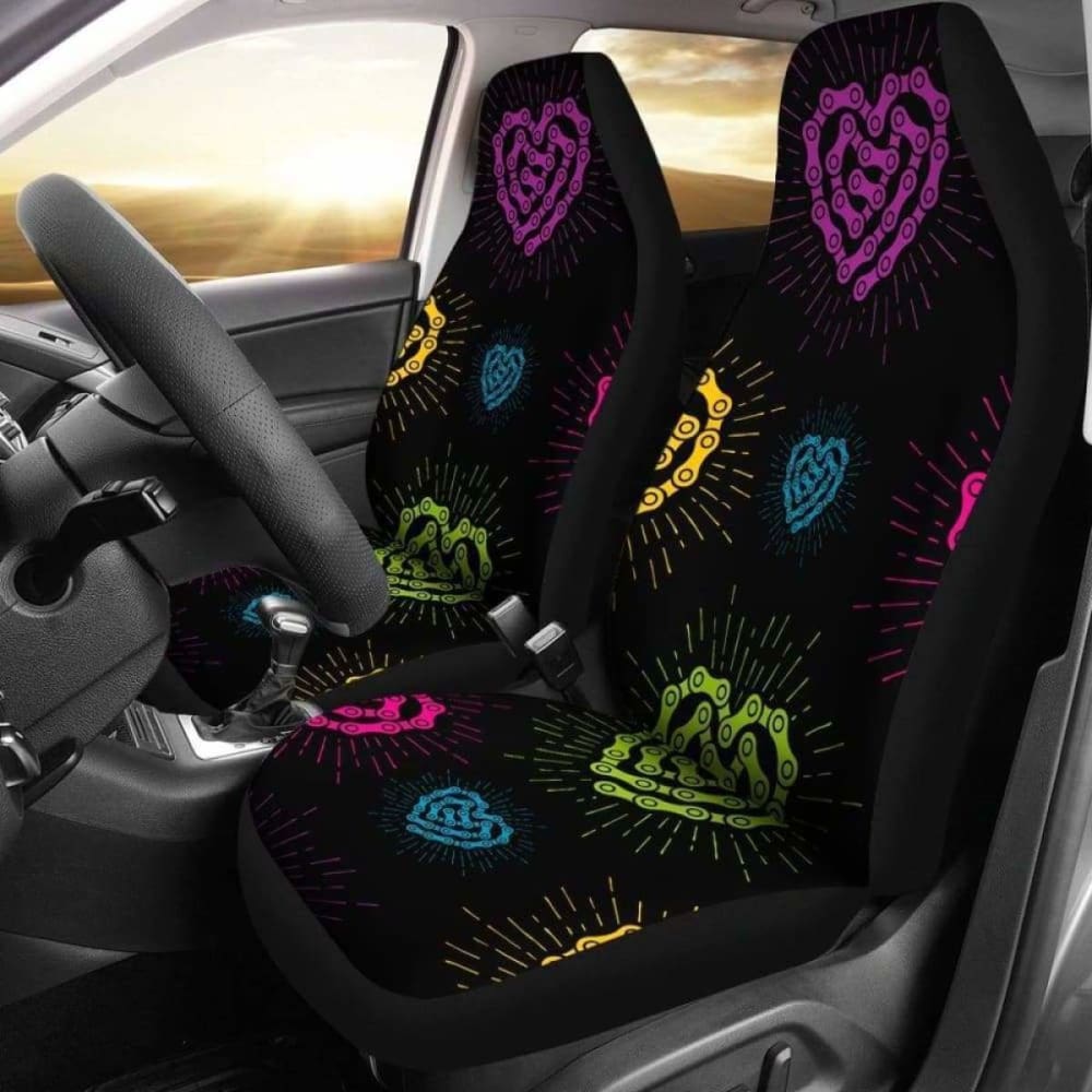 Black Chain Heart Pattern Car Seat Covers - Universal Fit for Cars, SUVs & Trucks - Stylish & Comfortable Interior Upgrade (Perfect for Valentine's Day Gifts, Date Nights & Couple Road Trips)