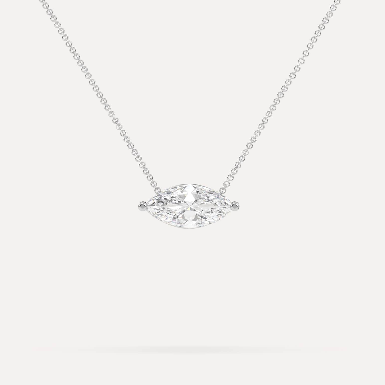 2 Carat Marquise Floating Diamond Necklace - 14K Gold Solitaire Pendant for Women - Perfect for Weddings, Anniversaries & Special Occasions
